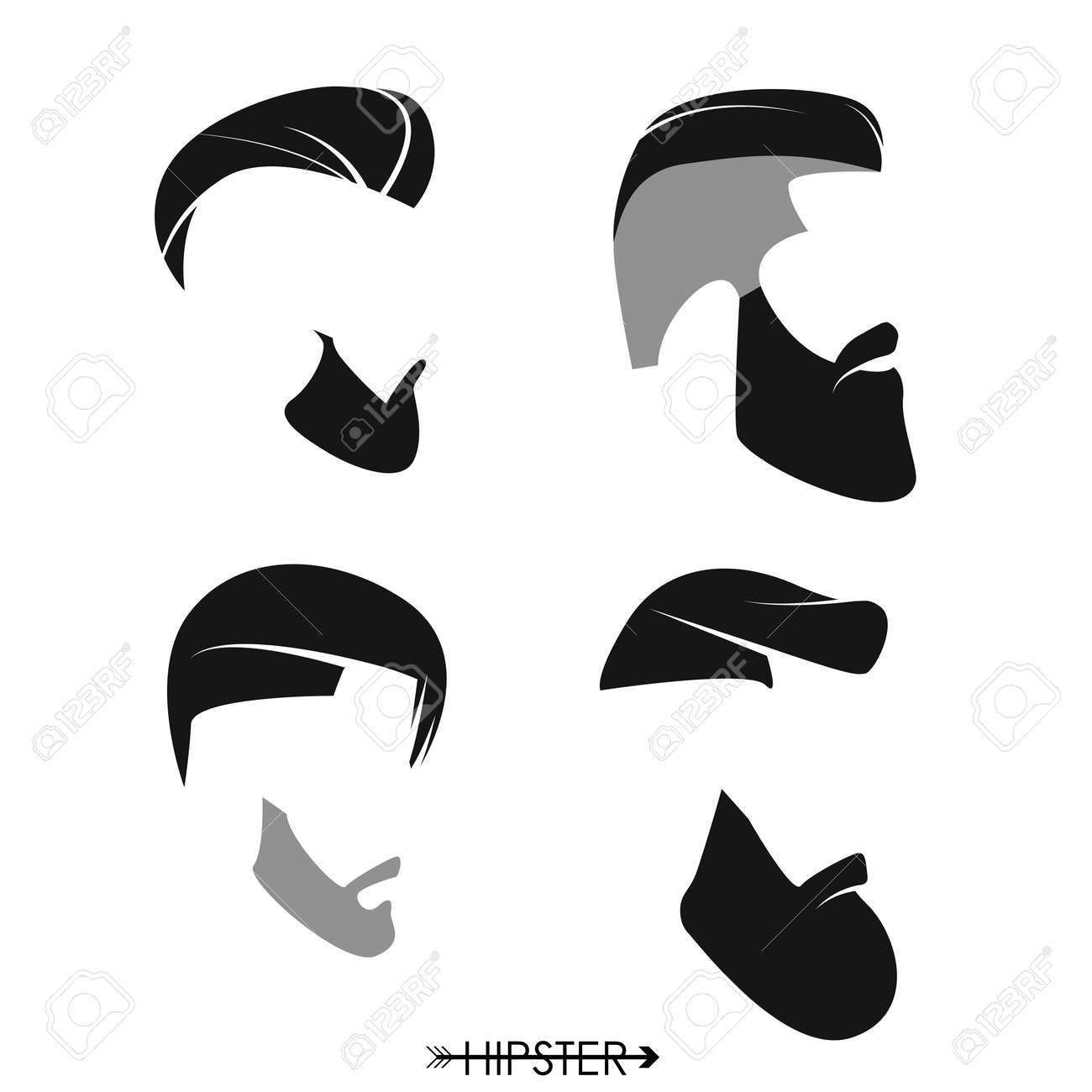 set of hipster man haircuts beards mustaches simple design