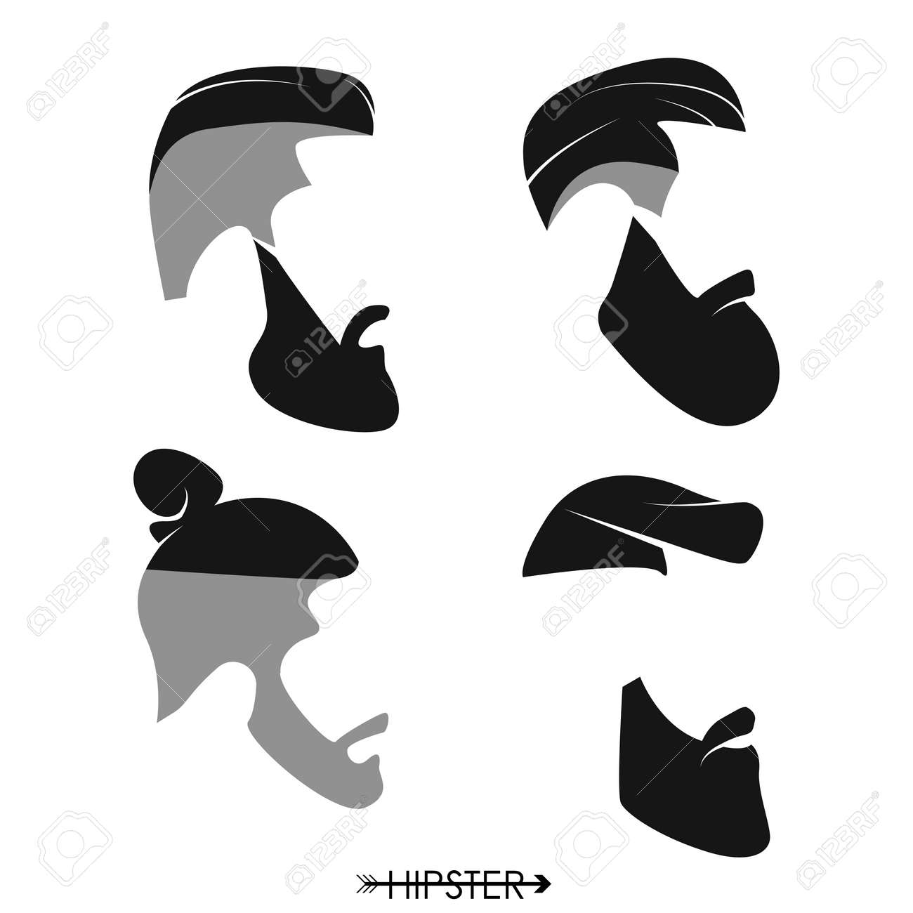 set of hipster man haircuts beards mustaches simple design