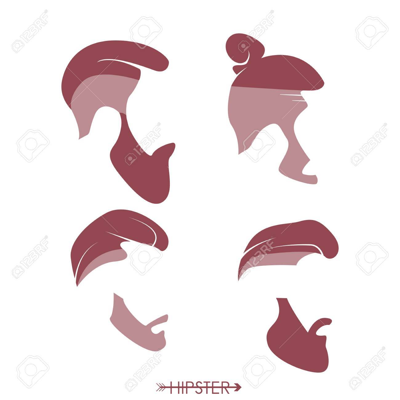 set of hipster man haircuts beards mustaches simple design