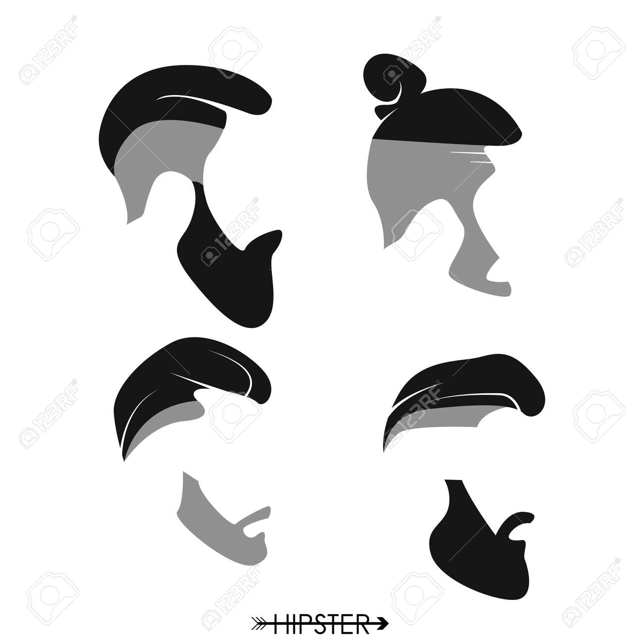 流行に敏感な男の髪型 ひげ 髭のセットです シンプルなデザインのロゴのシルエットします ベクトルの図 のイラスト素材 ベクタ Image