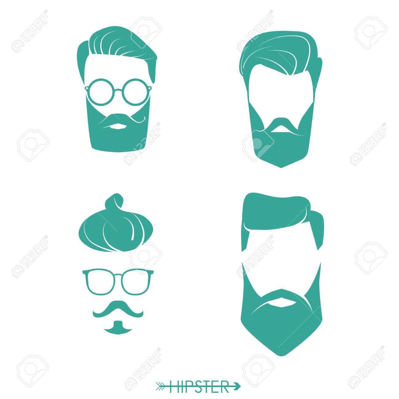 conjunto de cortes de pelo hombre moderno barbas bigotes diseño