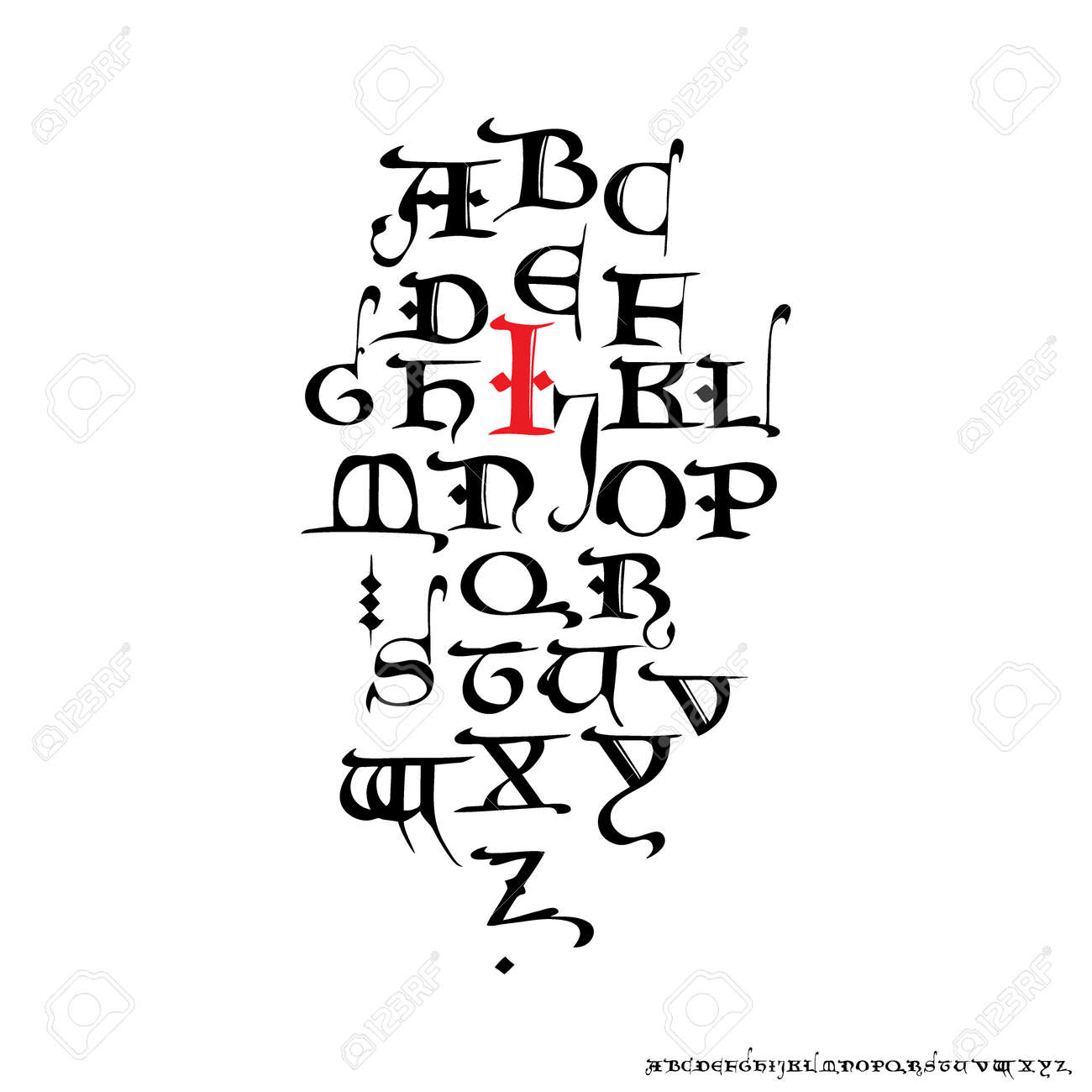 ベクトルのアルファベット 手描きの中世風の文字 ベクトル イラスト Eps10 ファイルを含む Ai および Pdf 形式 のイラスト素材 ベクタ Image