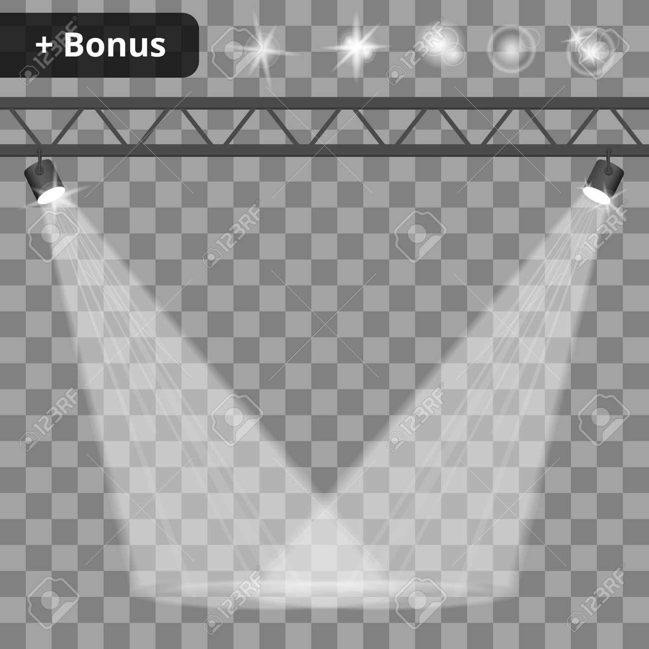 シーンの照明 背景にチェック柄の透明効果 スポット ライトで明るく照明します のイラスト素材 ベクタ Image