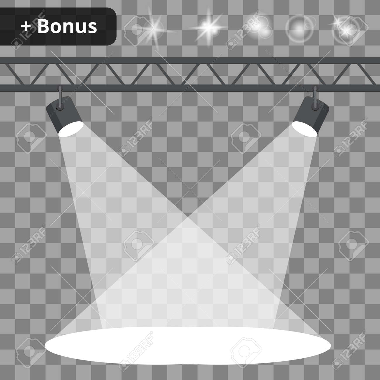 透明な背景にスポット ライトとのシーン 照明効果と反射の絵のボーナス のイラスト素材 ベクタ Image