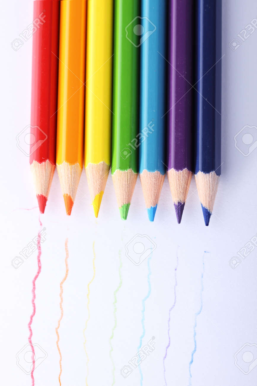 Colored Pencils Line Up In Rainbow Selective Focus Stock Photo Picture And Royalty Free Image Image