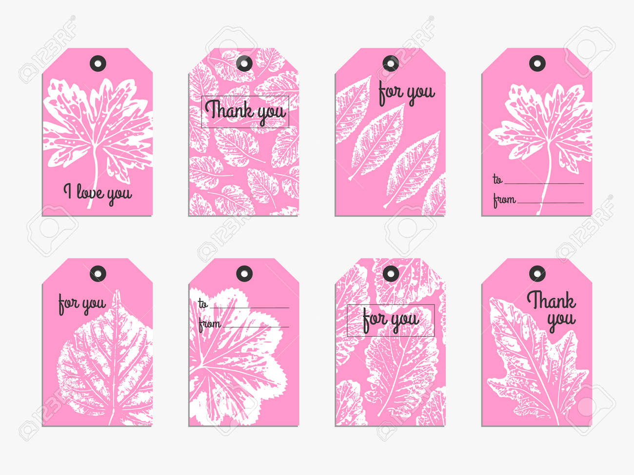collection of 8 cute typography tag template with handcrafted