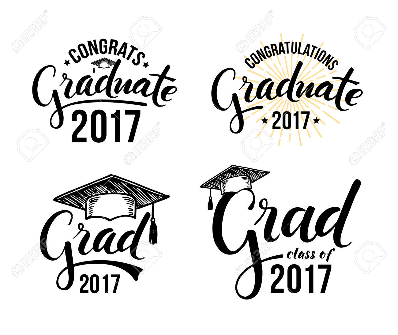 set of graduation labels vector isolated elements for graduation congratulations on graduating college