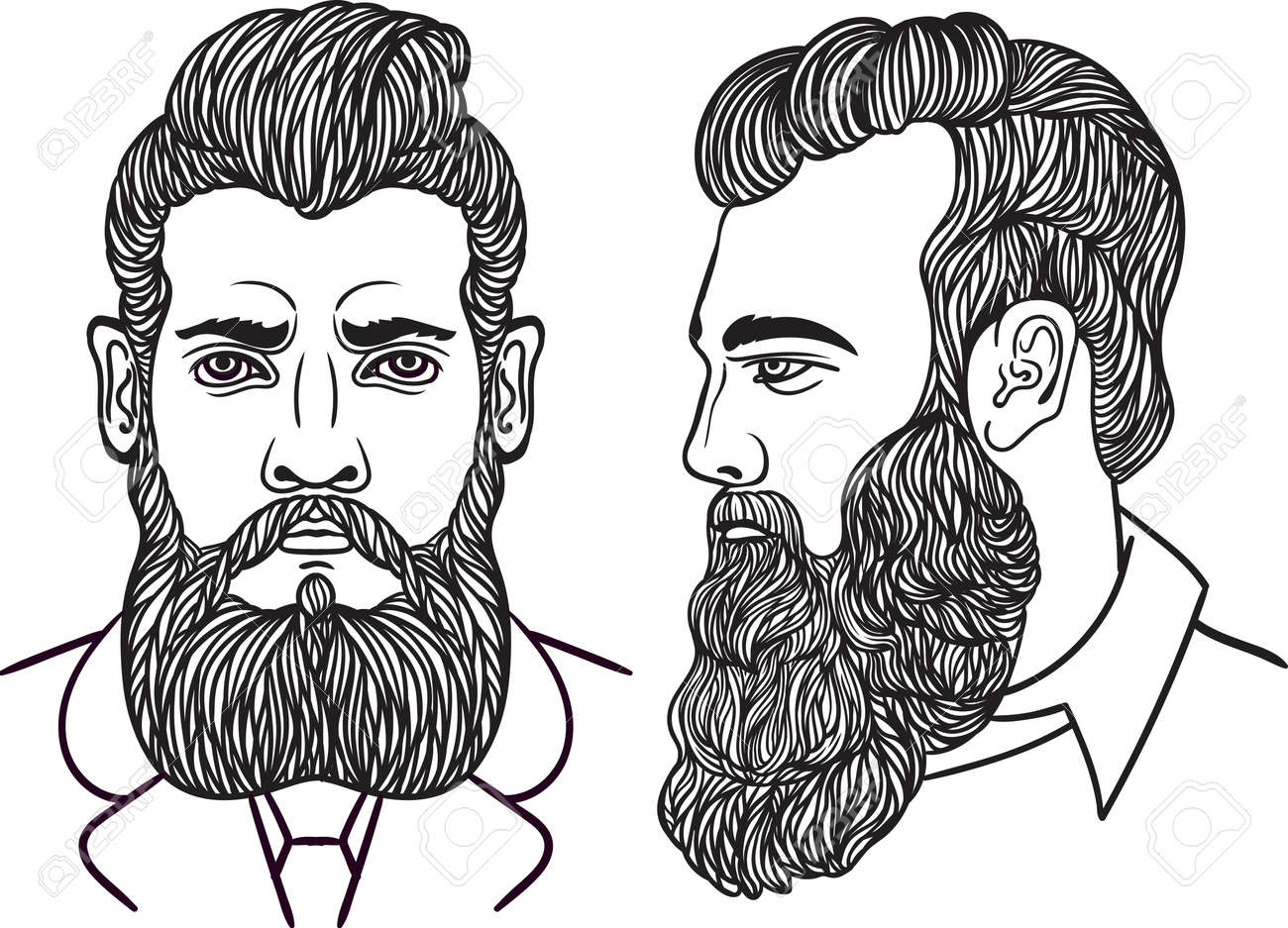 Man Gentleman With A Long Bushy Beard And Stylish Hairstyle In