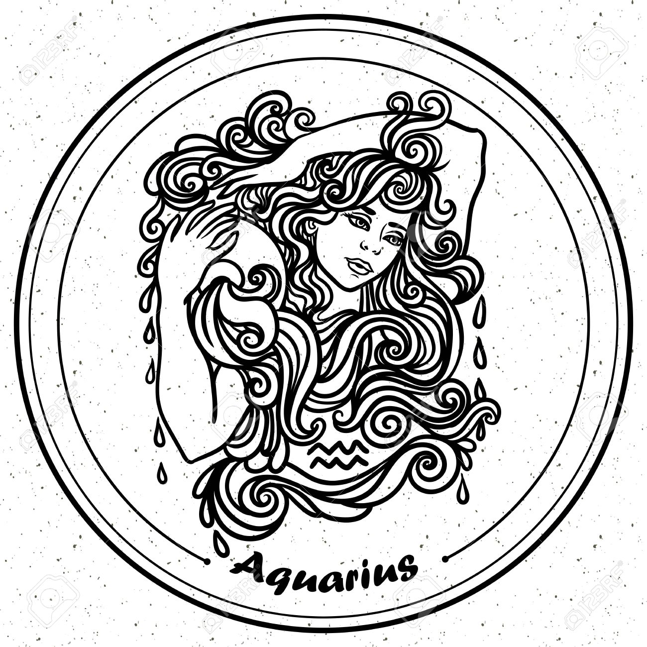 detailed aquarius in aztec filigree line art paisley style tattoo detailed aquarius in aztec filigree line art paisley style tattoo
