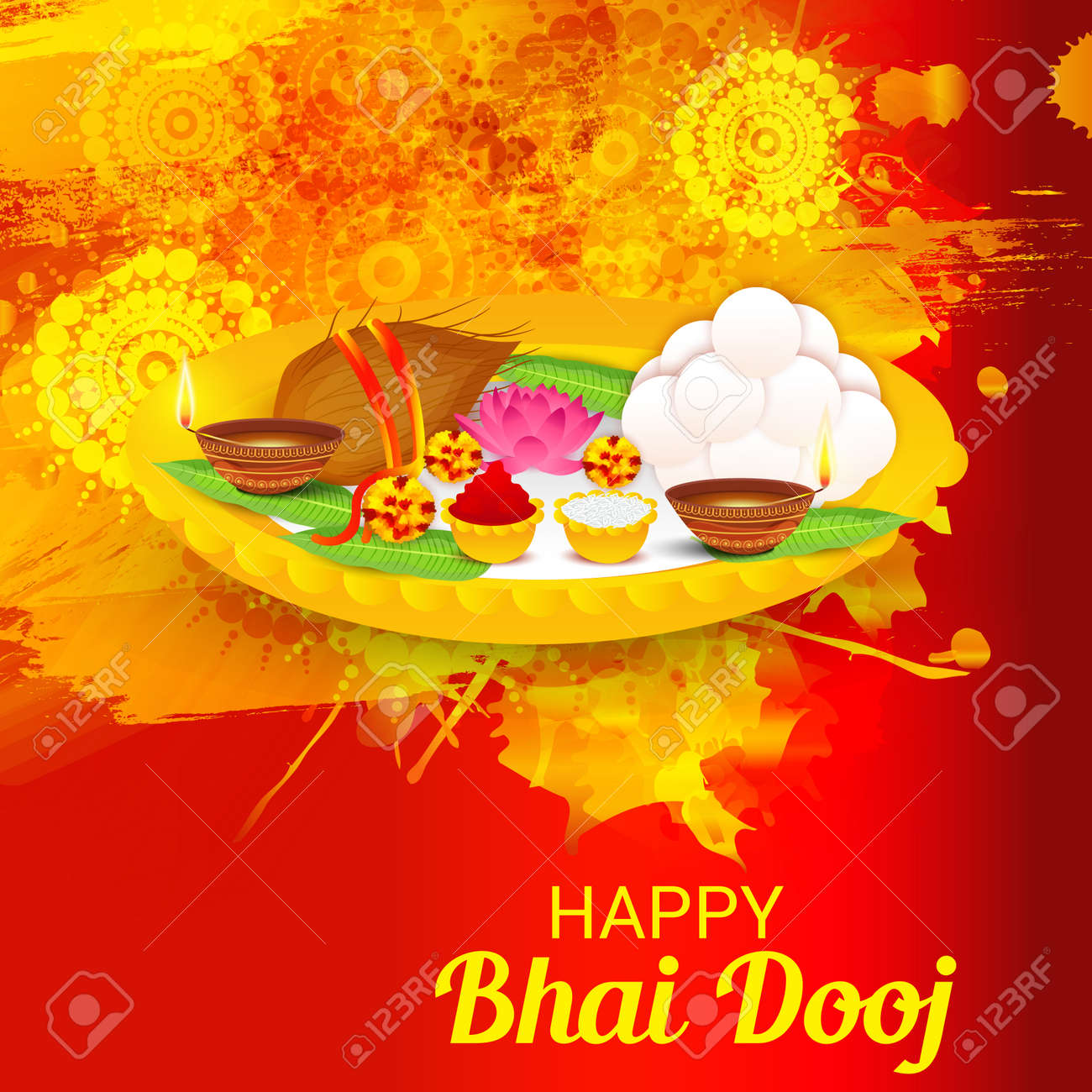 Happy Bhai Dooj Design. Royalty Free SVG, Cliparts, Vectors, And ...