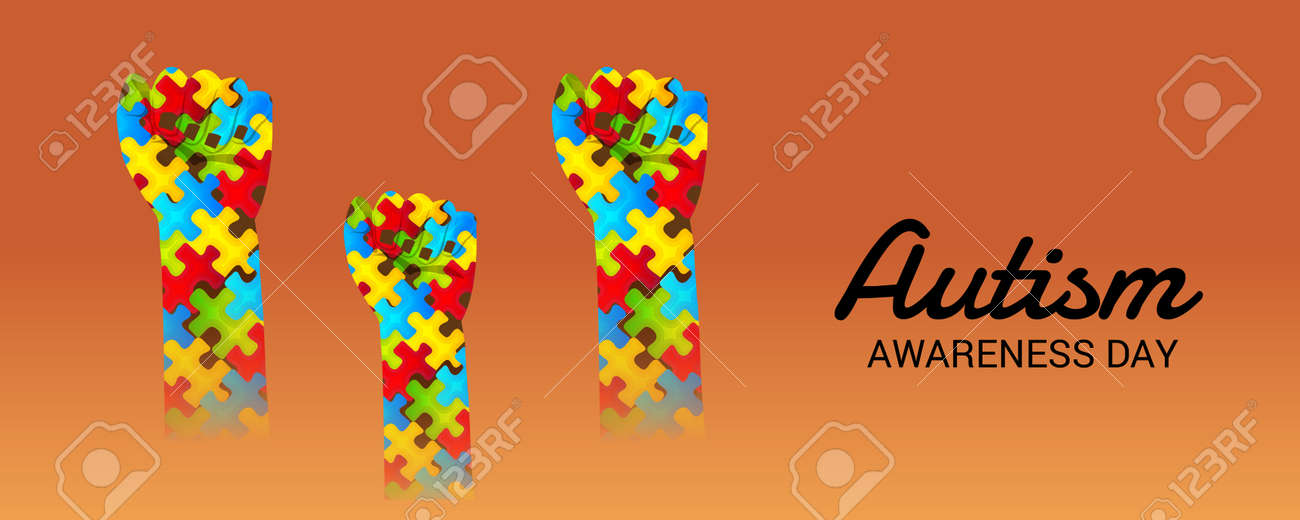 world autism awareness day with colorful designs banner royalty