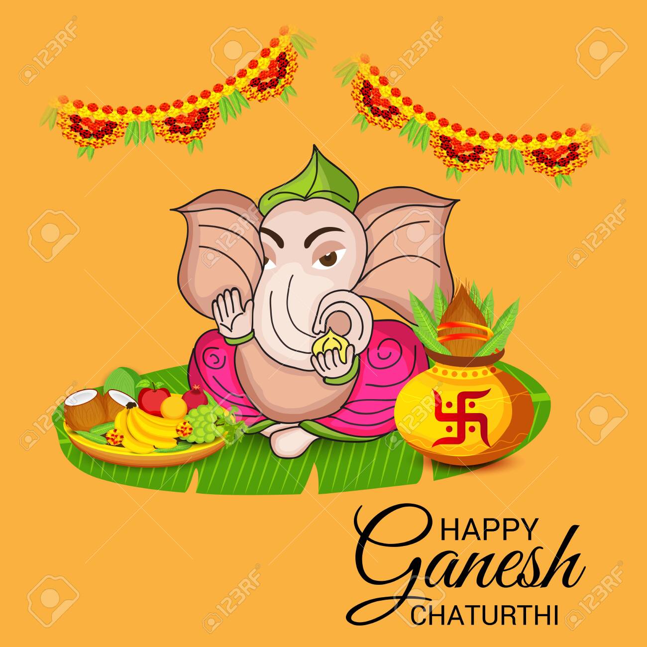 Vector Illustration Of A Creative Card, Poster Or Banner For Festival Of  Ganesh Chaturthi Celebration. Royalty Free SVG, Cliparts, Vectors, and  Stock Illustration. Image 131525202., image size:1300x1300
