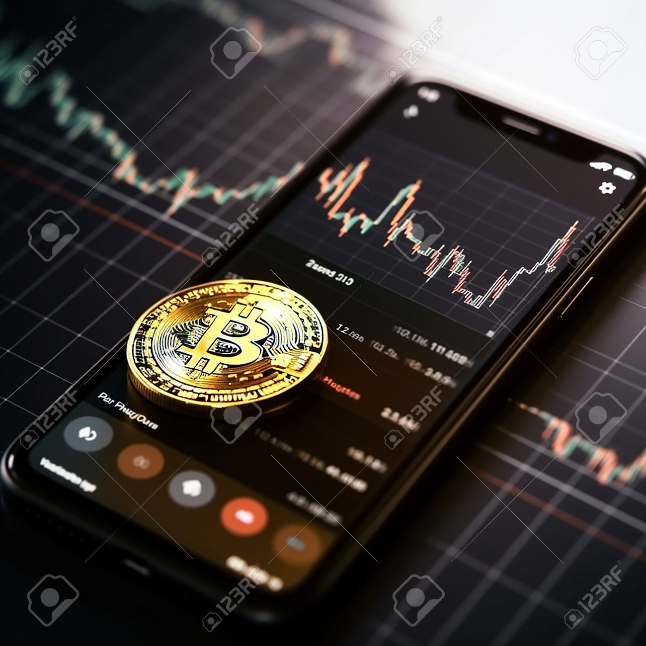 스마트폰 암호화폐 개념의 화면에 있는 비트코인 코인 로열티 무료 사진, 그림, 이미지 그리고 스톡포토그래피. Image 201316641
