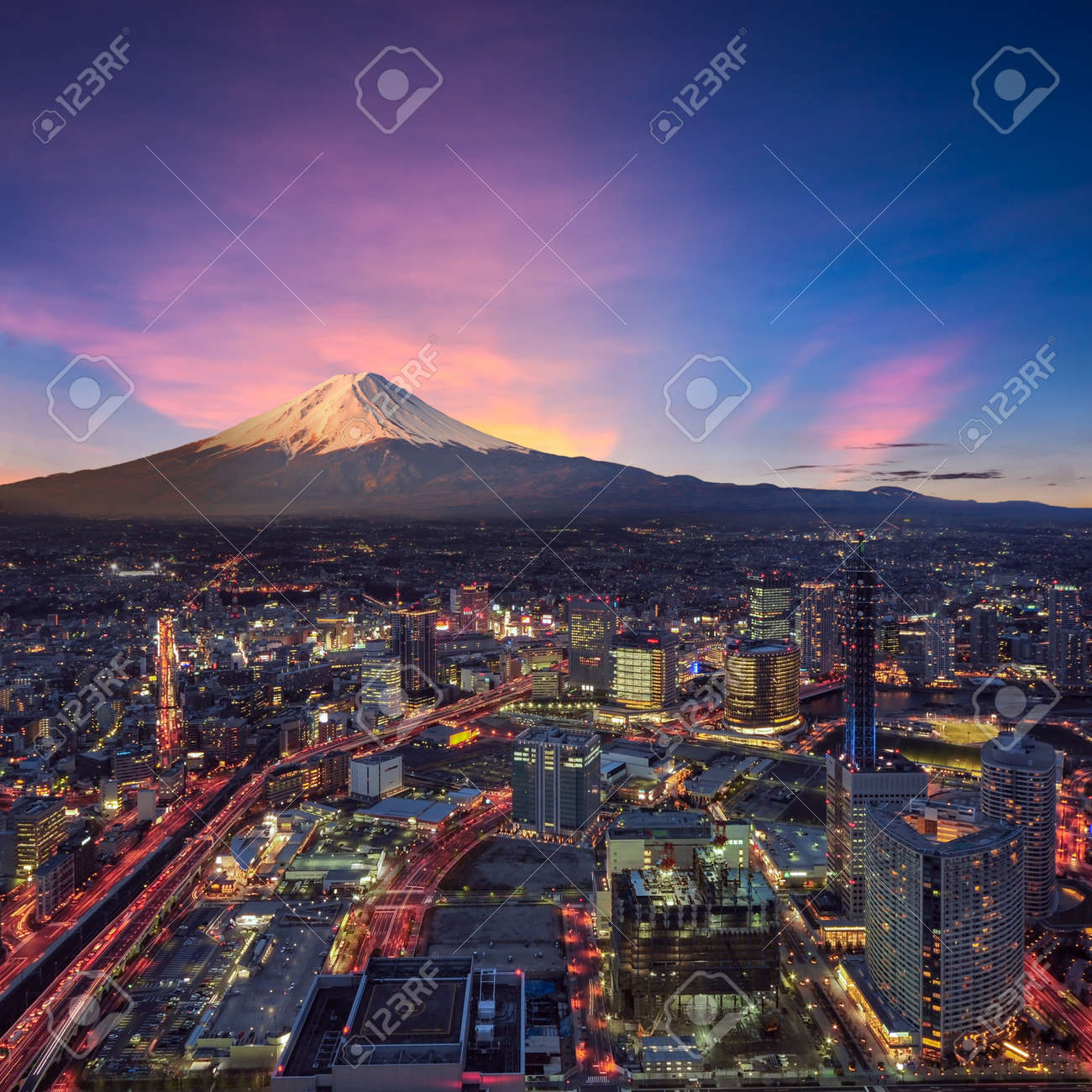 Surreal View Of Yokohama City And Mt Fuji Stock Photo Picture And Royalty Free Image Image 41646680