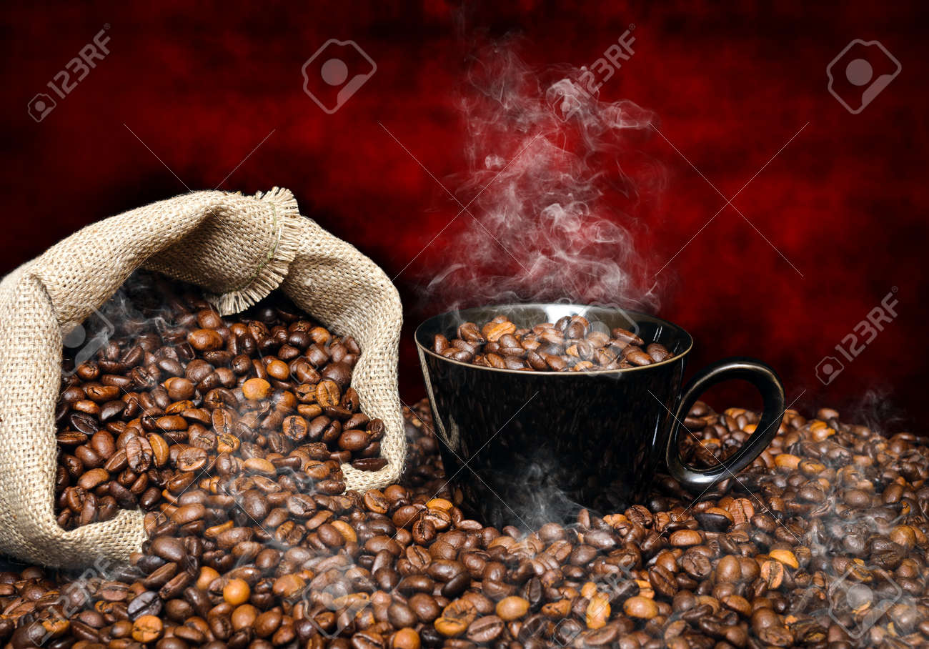 Coffee Cups With Coffee Beans Coffee Cups With Coffee Beans