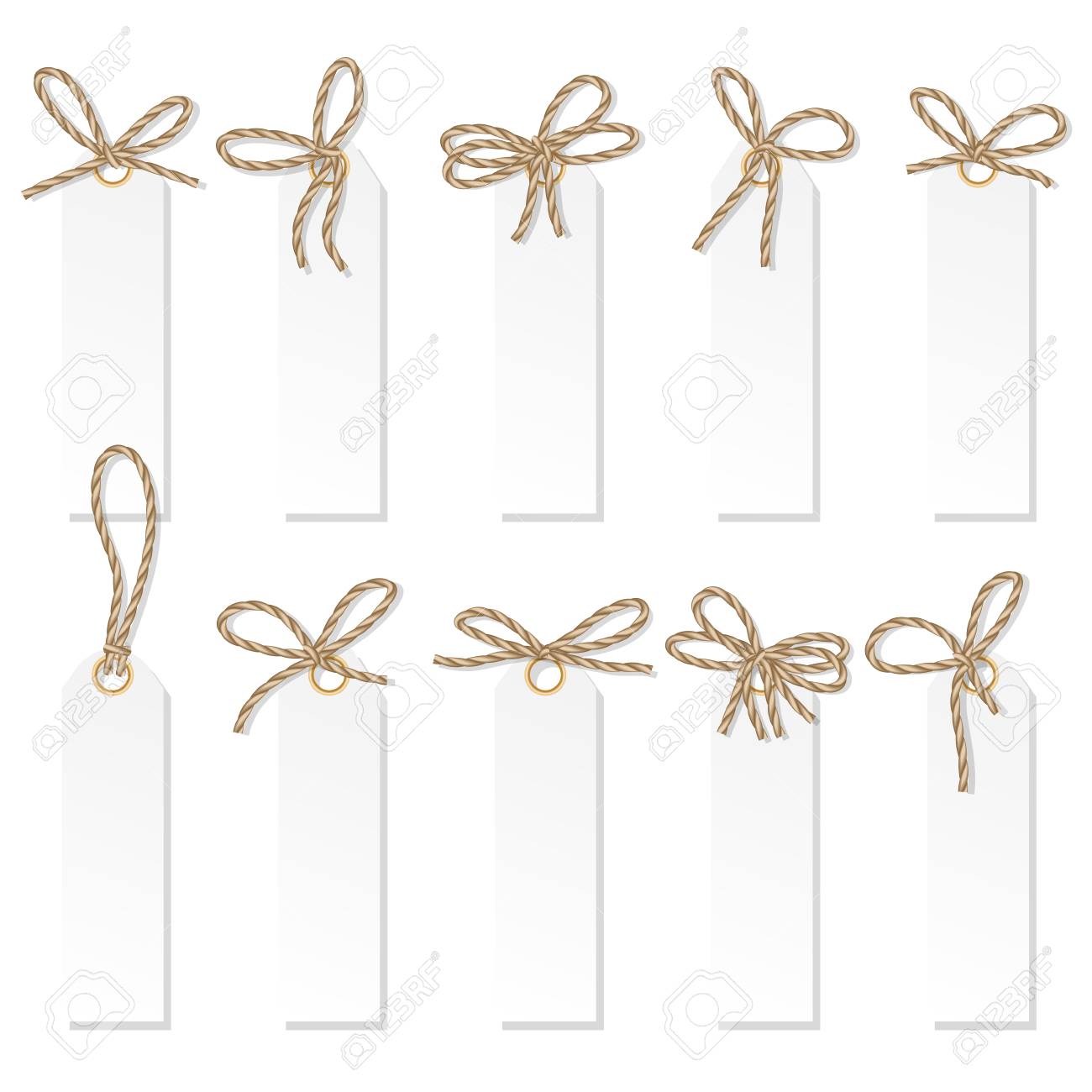 set of tag labels with rope bakers twine bows royalty free cliparts