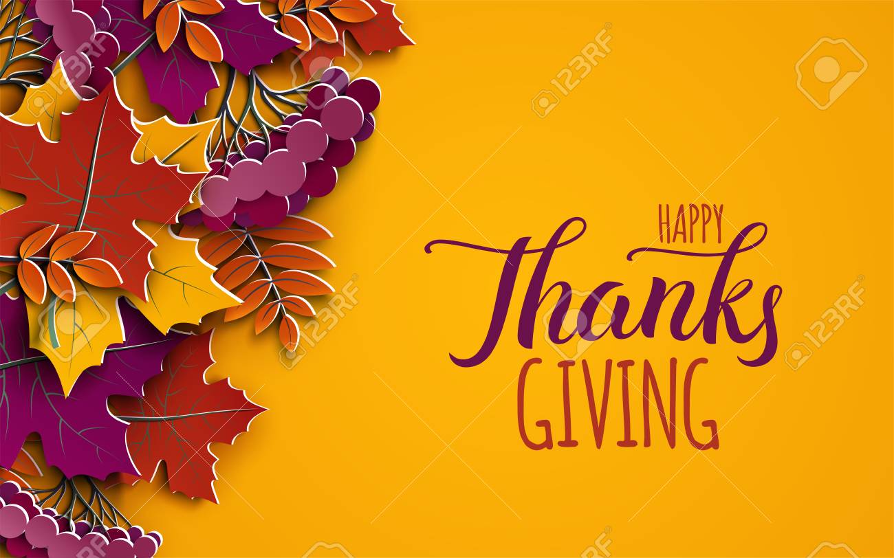 お祝い本文感謝祭休日バナー 秋のツリーは 黄色の背景に残します 秋シーズン ポスター 感謝祭グリーティング カード 秋デザイン紙のカット スタイル ベクトル イラスト のイラスト素材 ベクタ Image