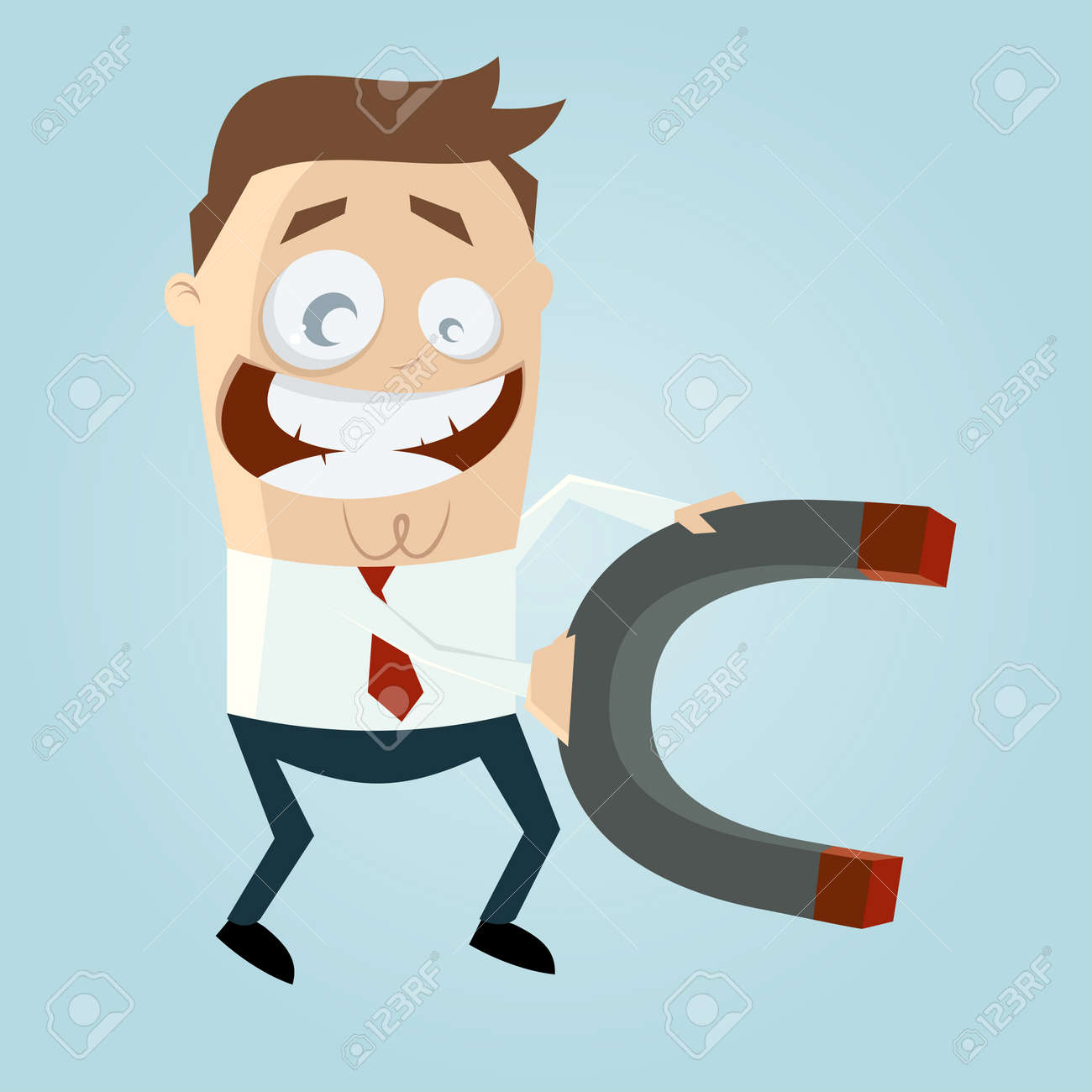 business cartoon man with big magnet royalty free cliparts vectors