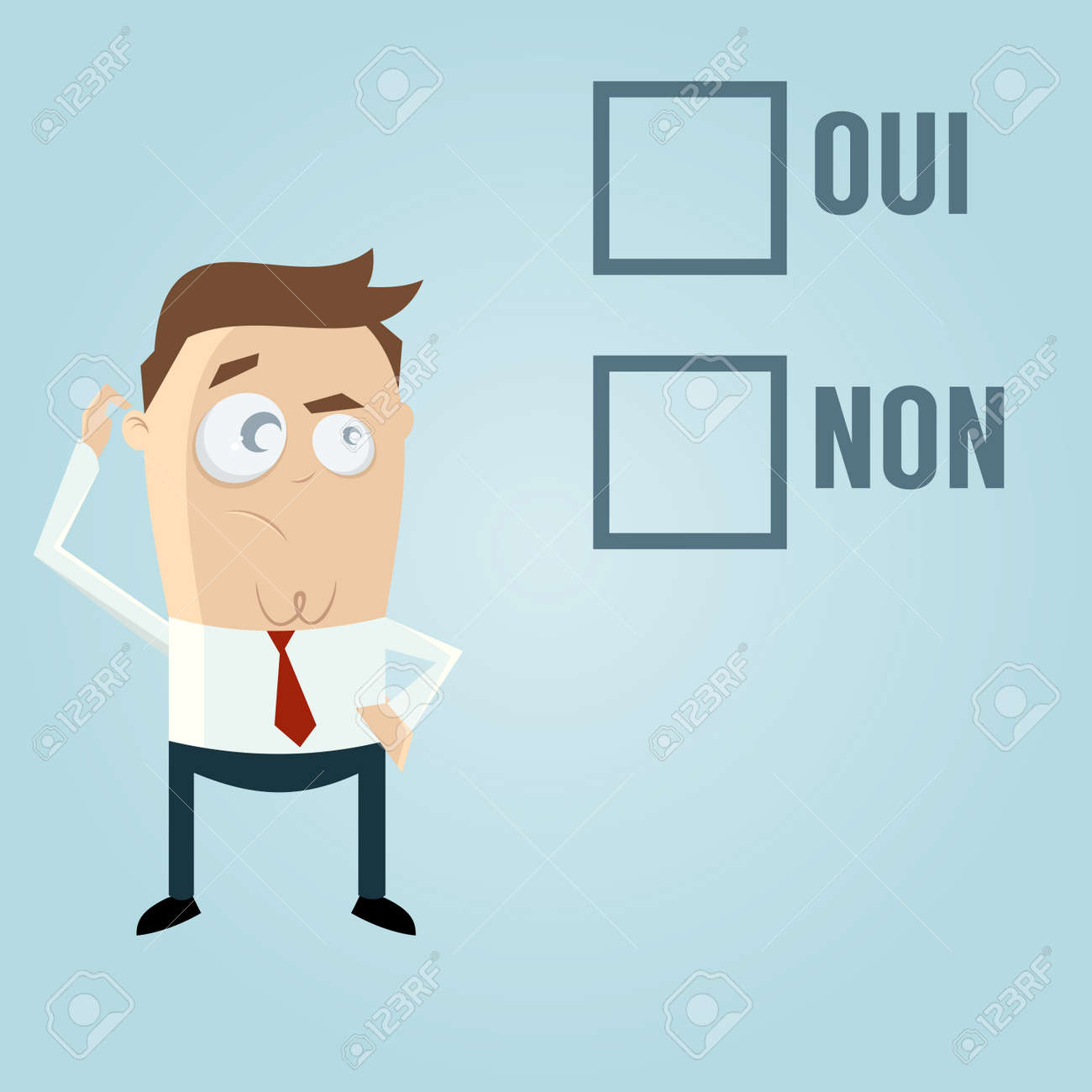 Businessman With Check Boxes In French Meaning Yes Or No Royalty Free Cliparts Vectors And Stock Illustration Image 42293532