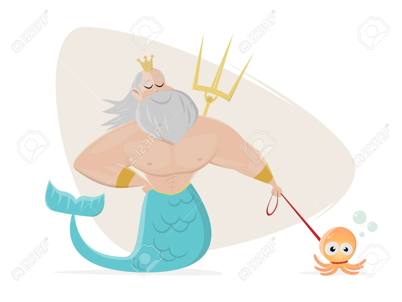 ポセイドンはタコのクリップアートを歩くのイラスト素材 ベクタ Image ポセイドンはタコのクリップアートを歩くのイラスト素材 ベクタ Image