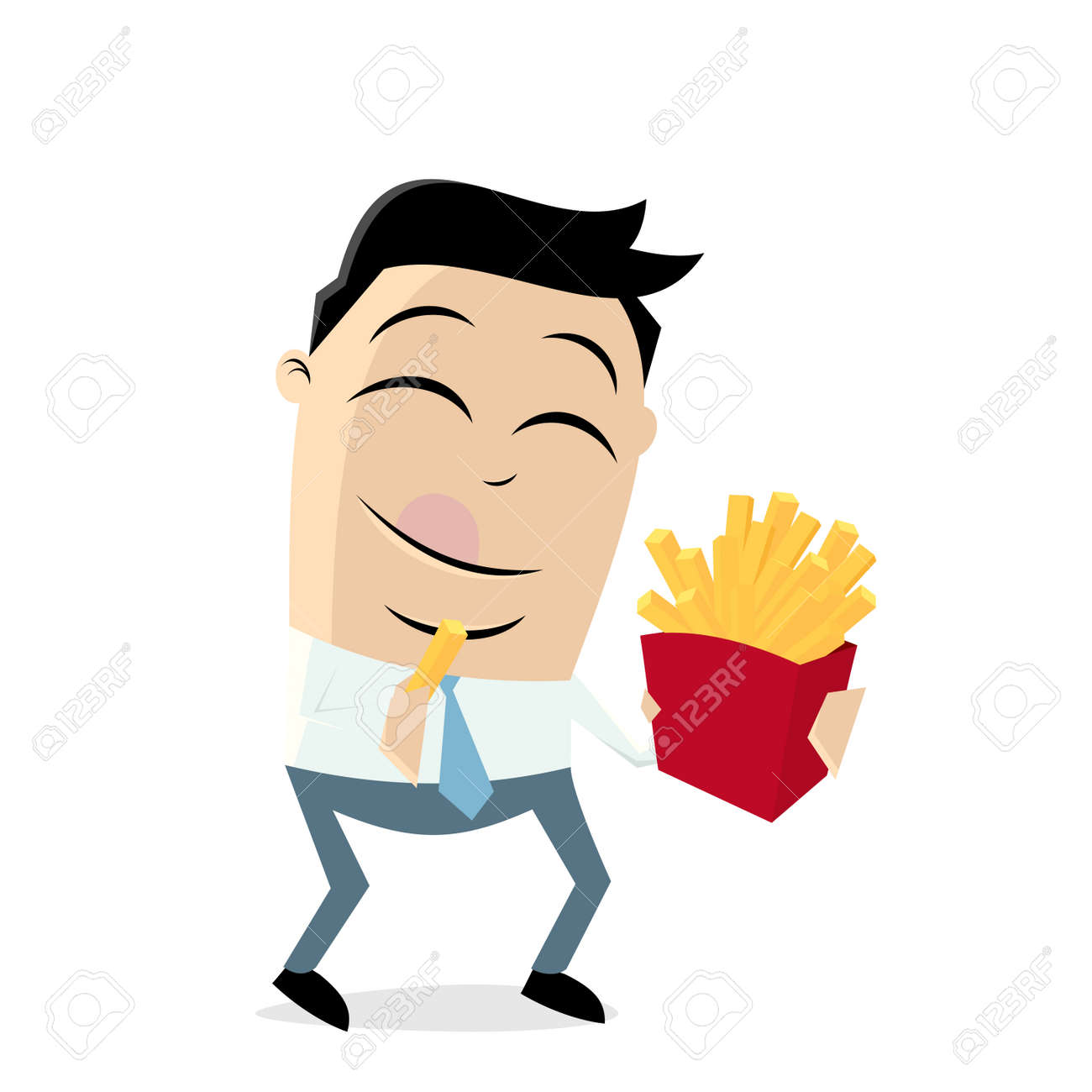 フライドポテトを食べる男のクリップアートのイラスト素材 ベクタ Image フライドポテトを食べる男のクリップアートのイラスト素材 ベクタ Image