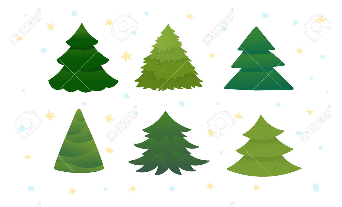 Set Of Bright Green Christmas Trees Stock Vector Set Of Bright Green Christmas Trees Stock Vector