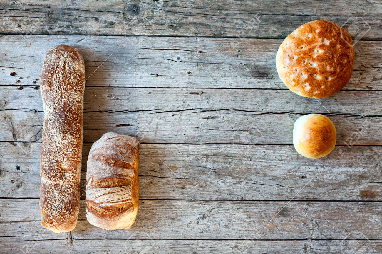 Various Types Of Italian Bread Overhead Shot On Wood Background Stock Photo Picture And Royalty Free Image Image 37473746