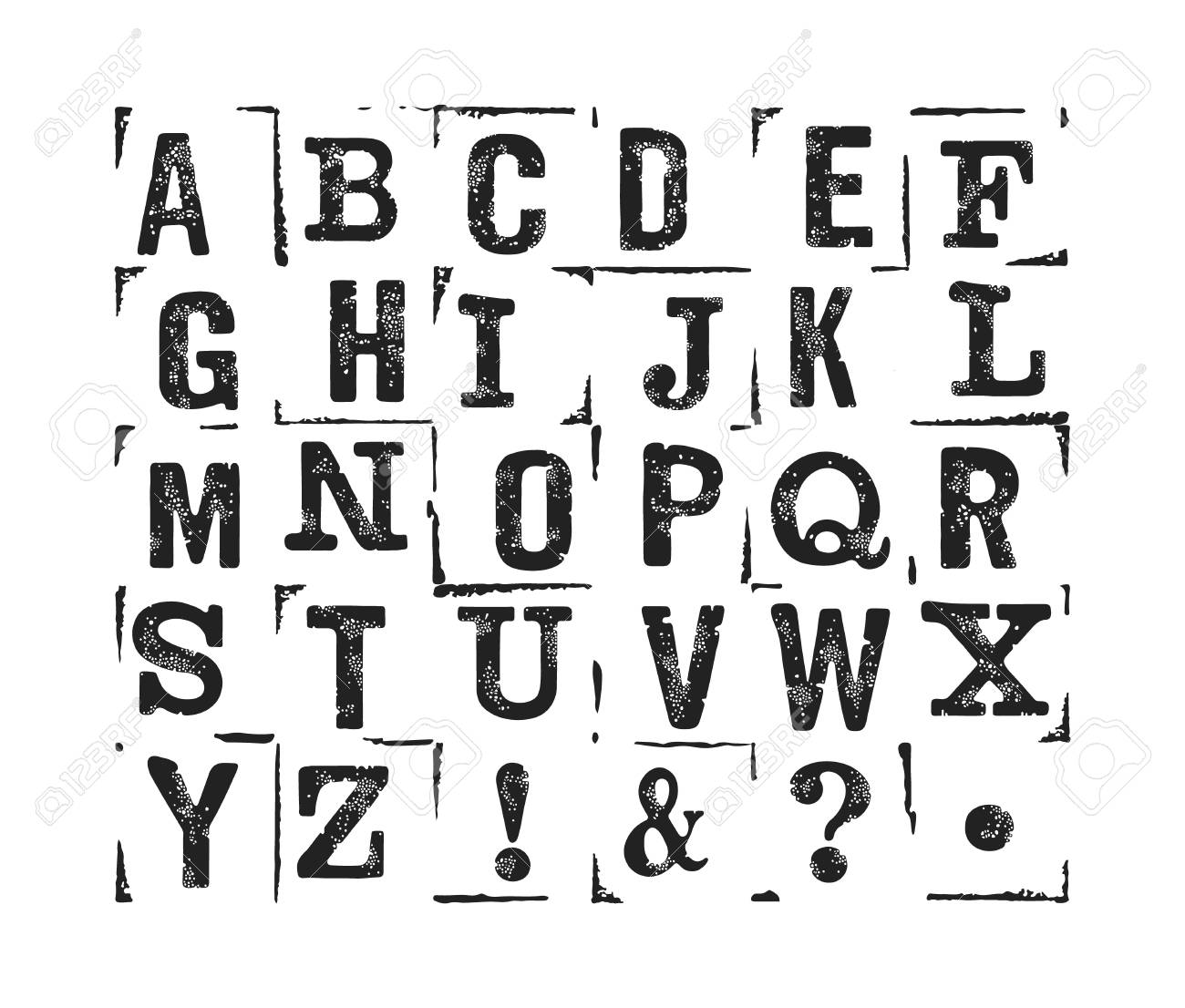 vector alphabet modern stamps