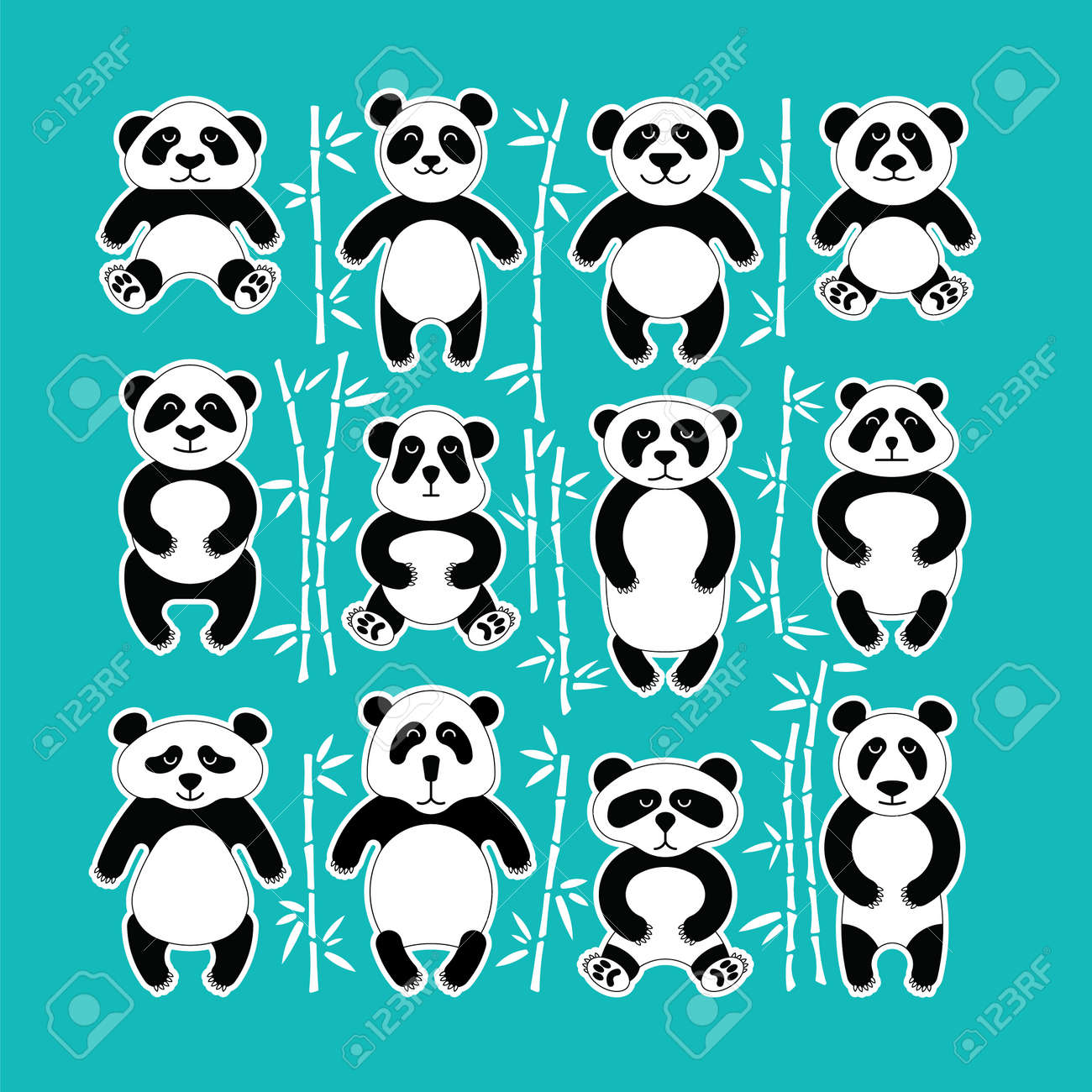 笹に囲まれたパンダのフラットなセットです 別の漫画のイメージ ベクトル 簡単な色の変更で作られました のイラスト素材 ベクタ Image 笹に囲まれたパンダのフラットなセットです 別の漫画のイメージ ベクトル 簡単な色の変更で作られました のイラスト素材 ベクタ Image