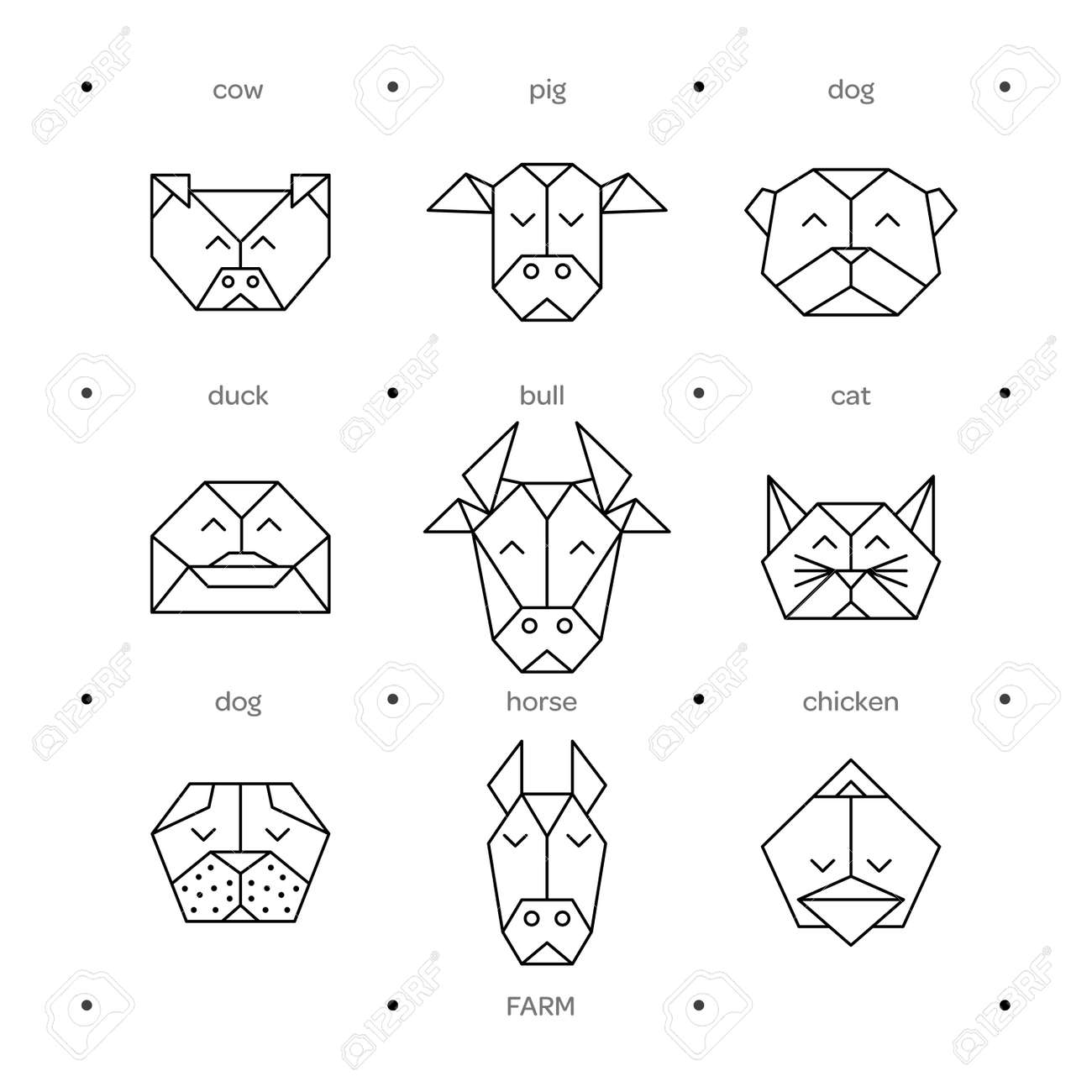Geometric Cat Icons Set Vector Download