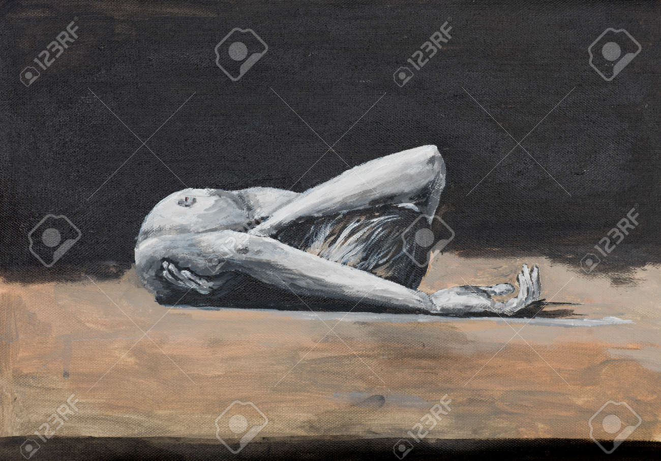 nude woman in oil on floor Nude woman in oil on floor