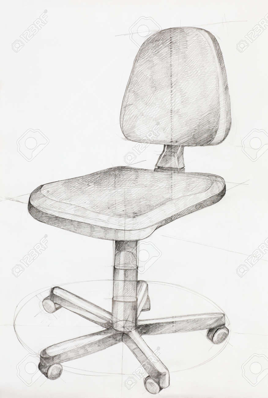 Tirée Chaise De Main Illustration En BureauVue Perspective 54RLAjq3