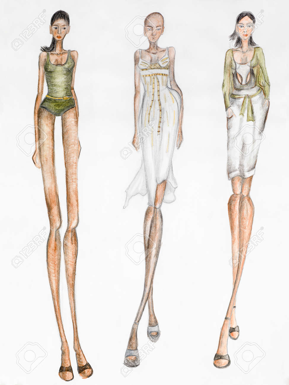ファッション デザイン スケッチ。夏トレンドの写真素材・画像素材