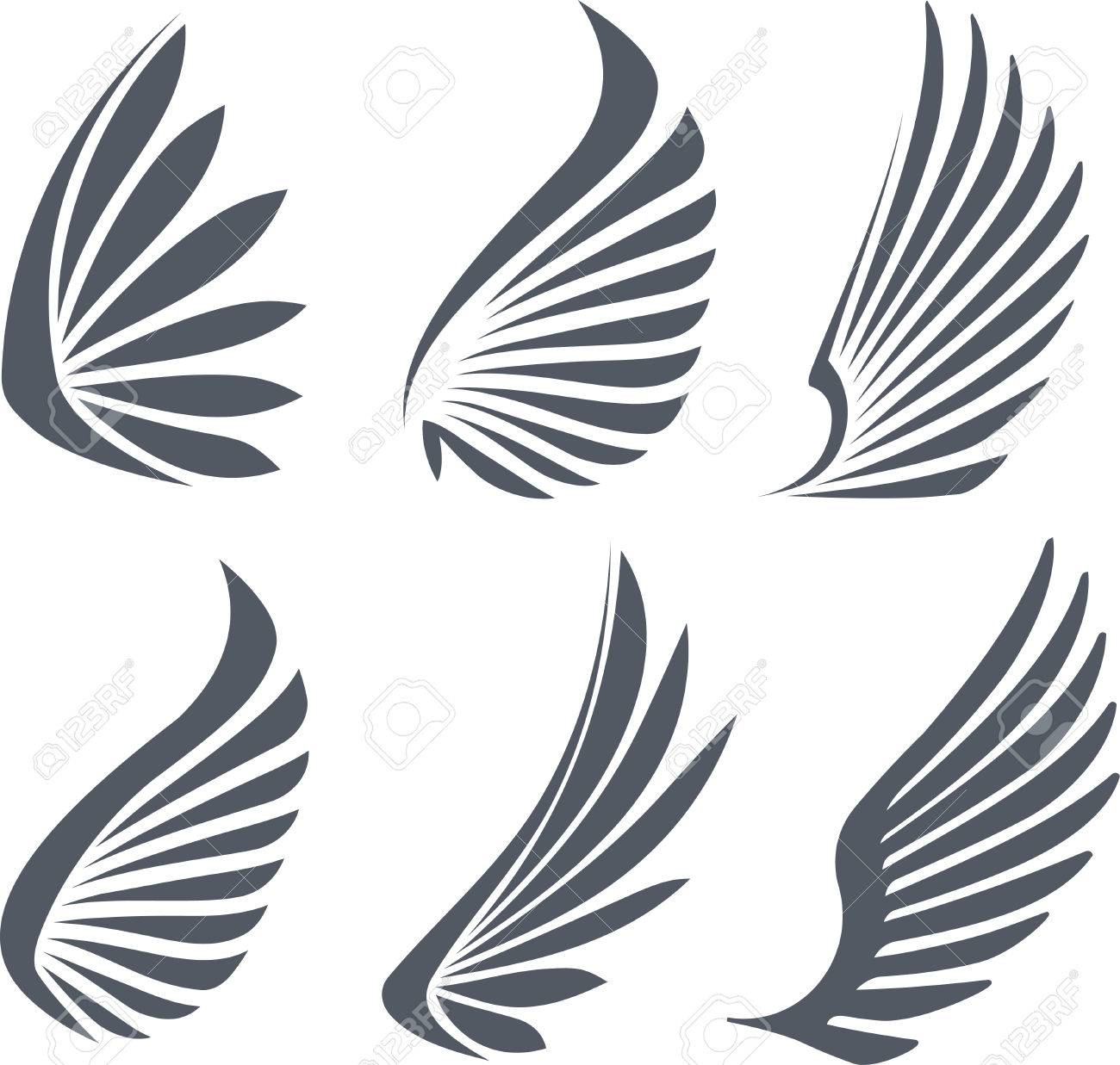 set of 6 vector wings stock photo picture and royalty free image