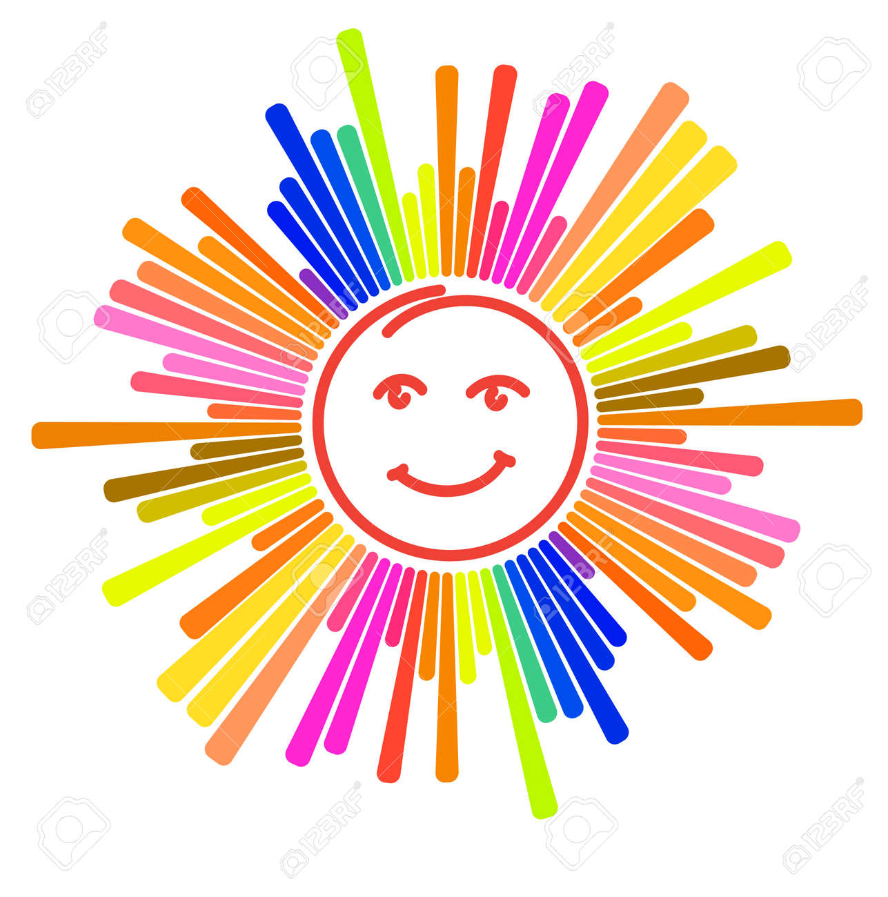 スマイルとカラフルな太陽の設計 のイラスト素材 ベクタ Image