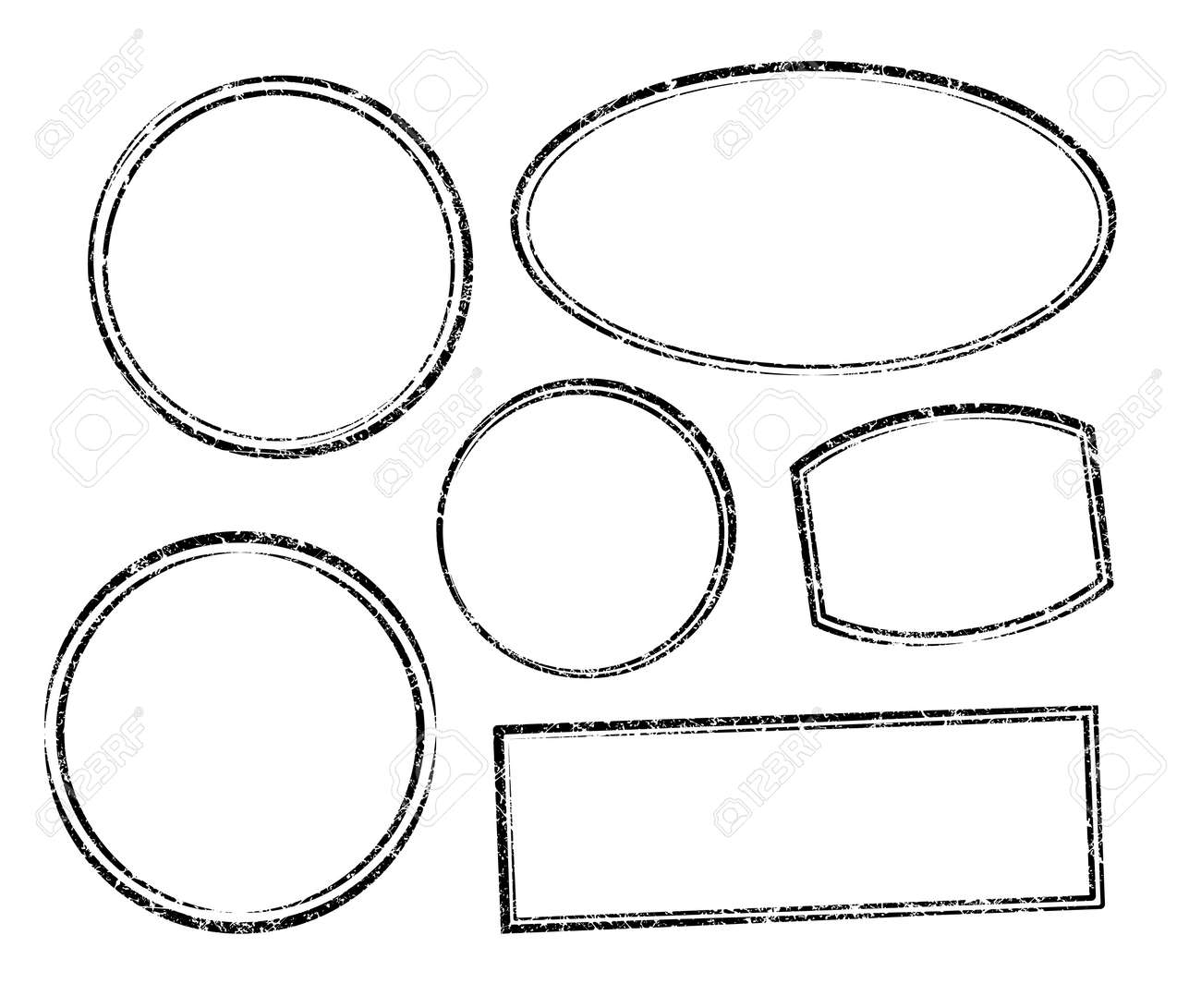 set of six grunge vector templates for rubber stamps royalty free