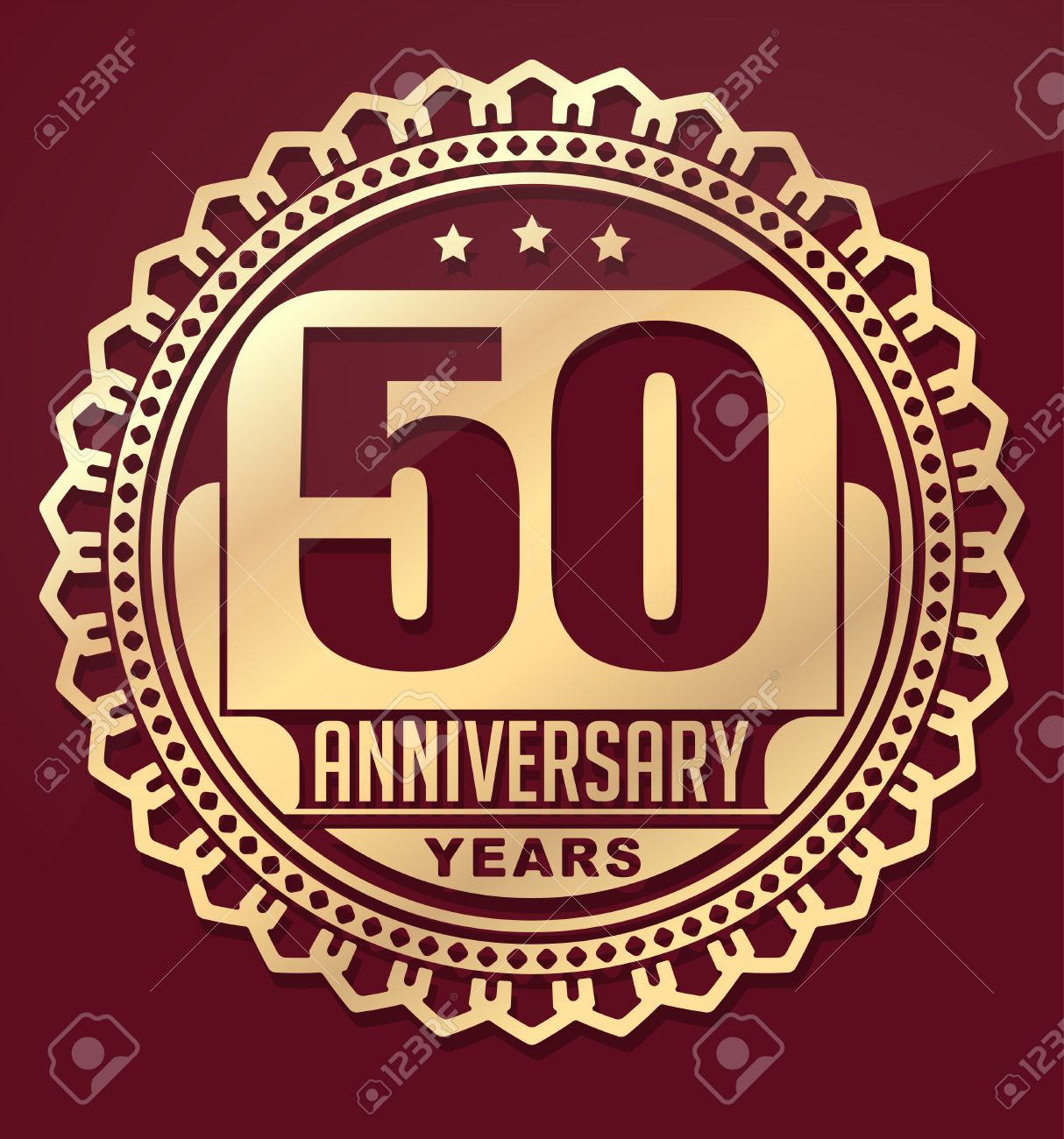 Vintage Anniversary 50 Years Round Emblem Retro Styled Vector Background In Red Tones Royalty Free Cliparts Vectors And Stock Illustration Image
