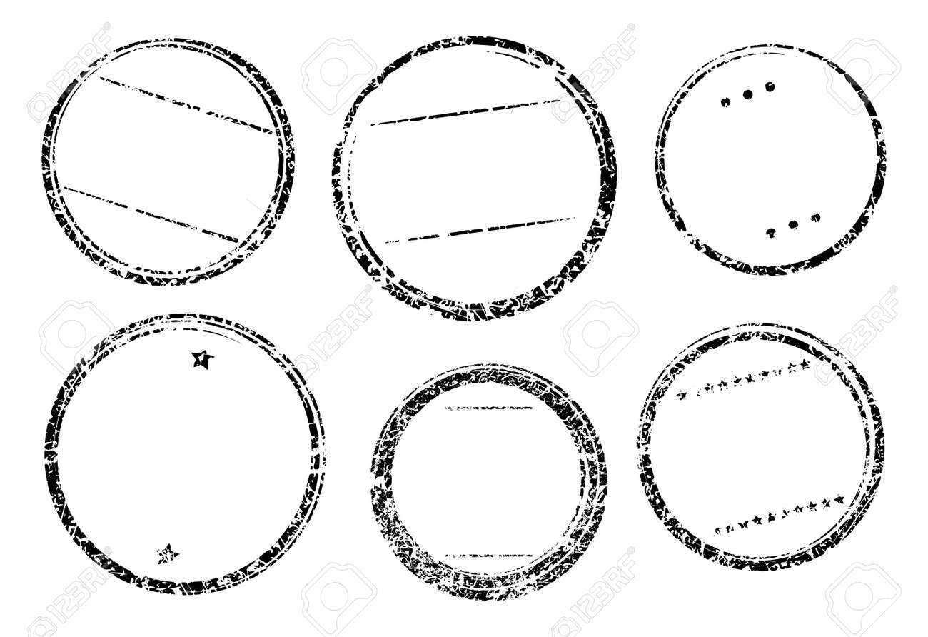 set of six grunge vector templates for rubber stamps royalty free