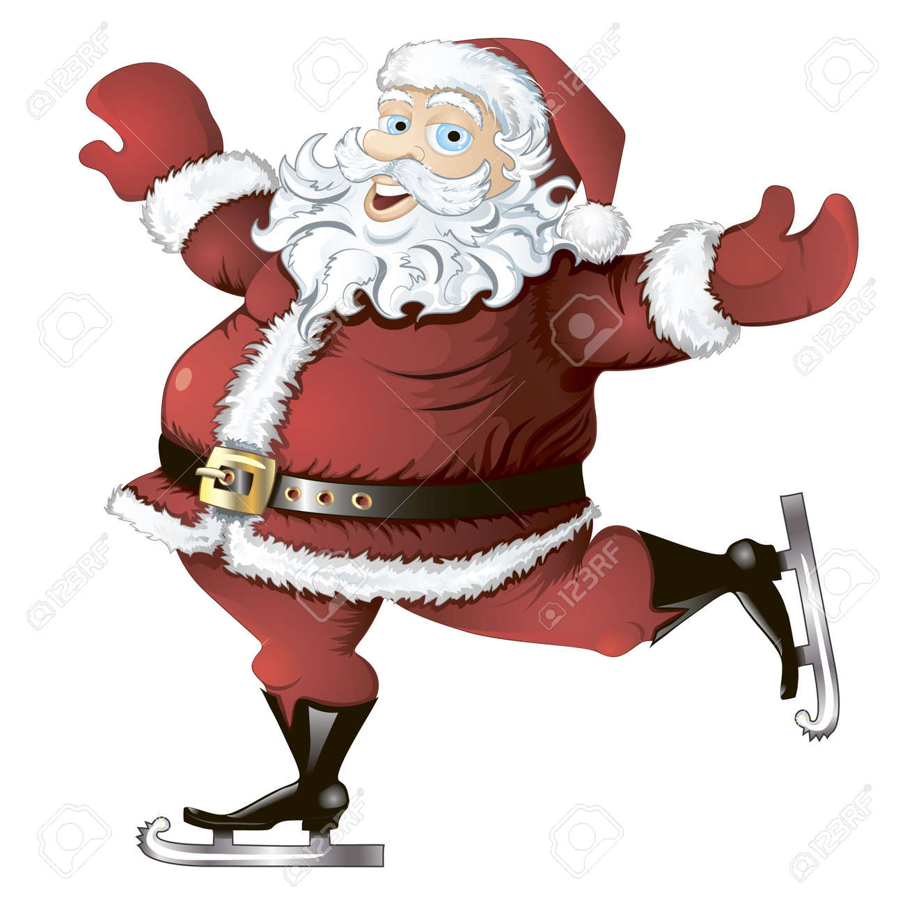 isolated cartoon illustration of skating Santa Claus - 10928325 isolated cartoon illustration of skating Santa Claus - 10928325