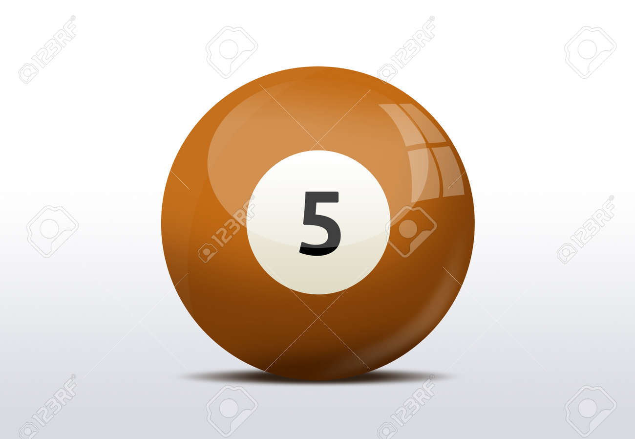 ビリヤードボール オレンジ 5番 5 番のビリヤード ボールの写真素材