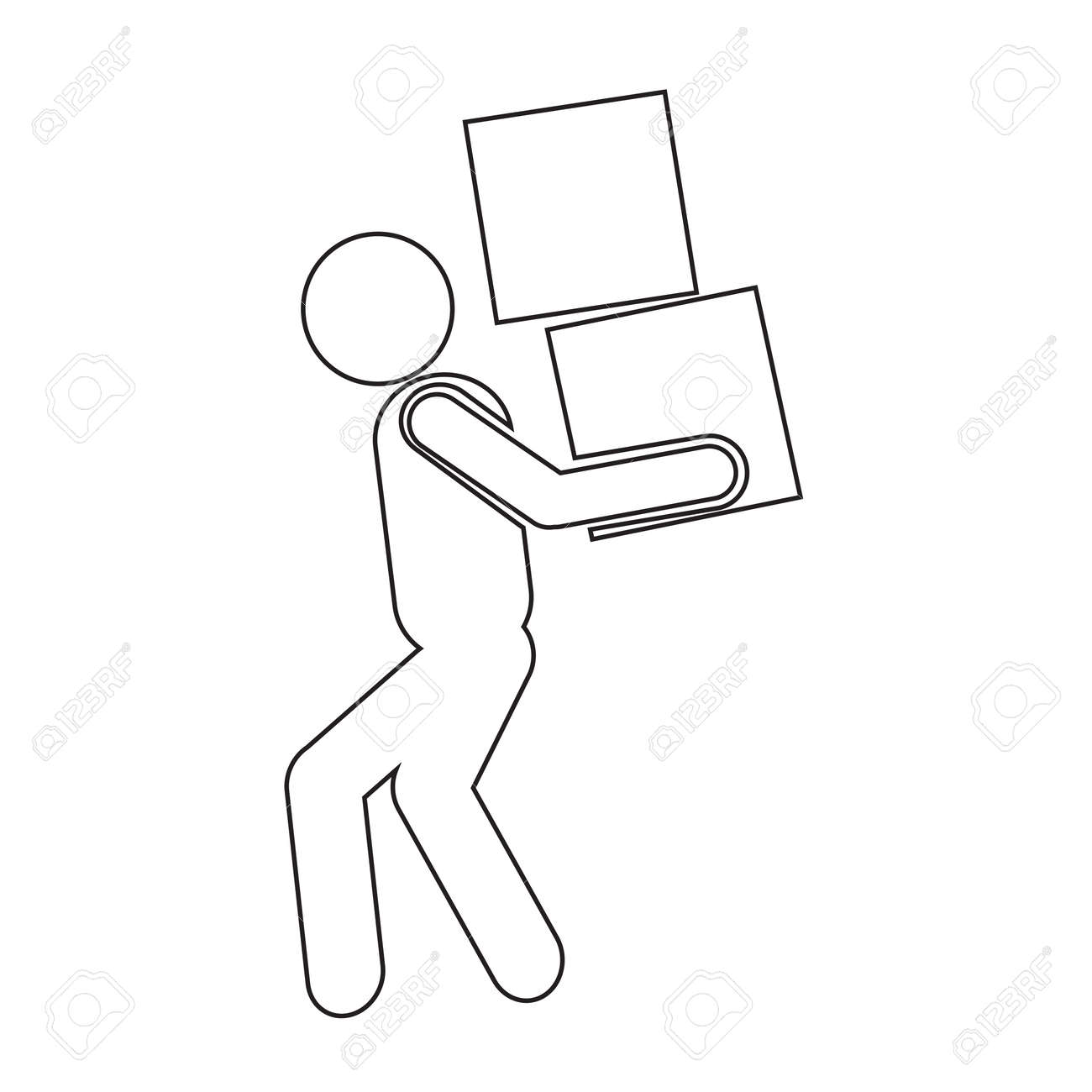 男の移動ボックスピクトグラムアイコンイラストデザインのイラスト素材 ベクタ Image