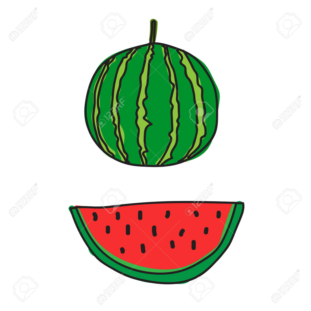 スイカのアイコン ベクトル図を描くのイラスト素材 ベクタ Image