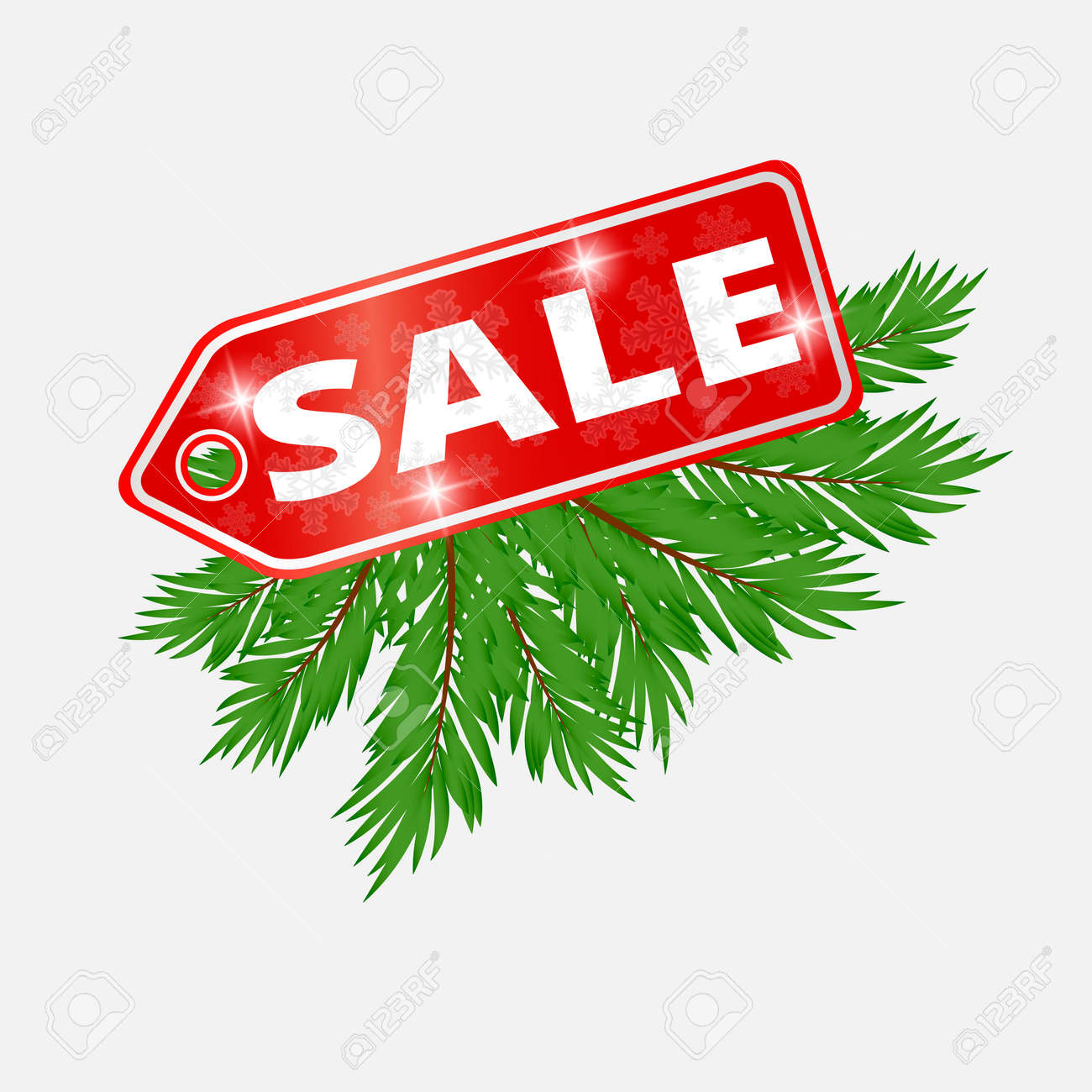 Christmas Sale Banner Fir Tree Branches With Isolated On White Background Stock Vector Christmas Sale Banner Fir Tree Branches With Isolated On White Background Stock Vector
