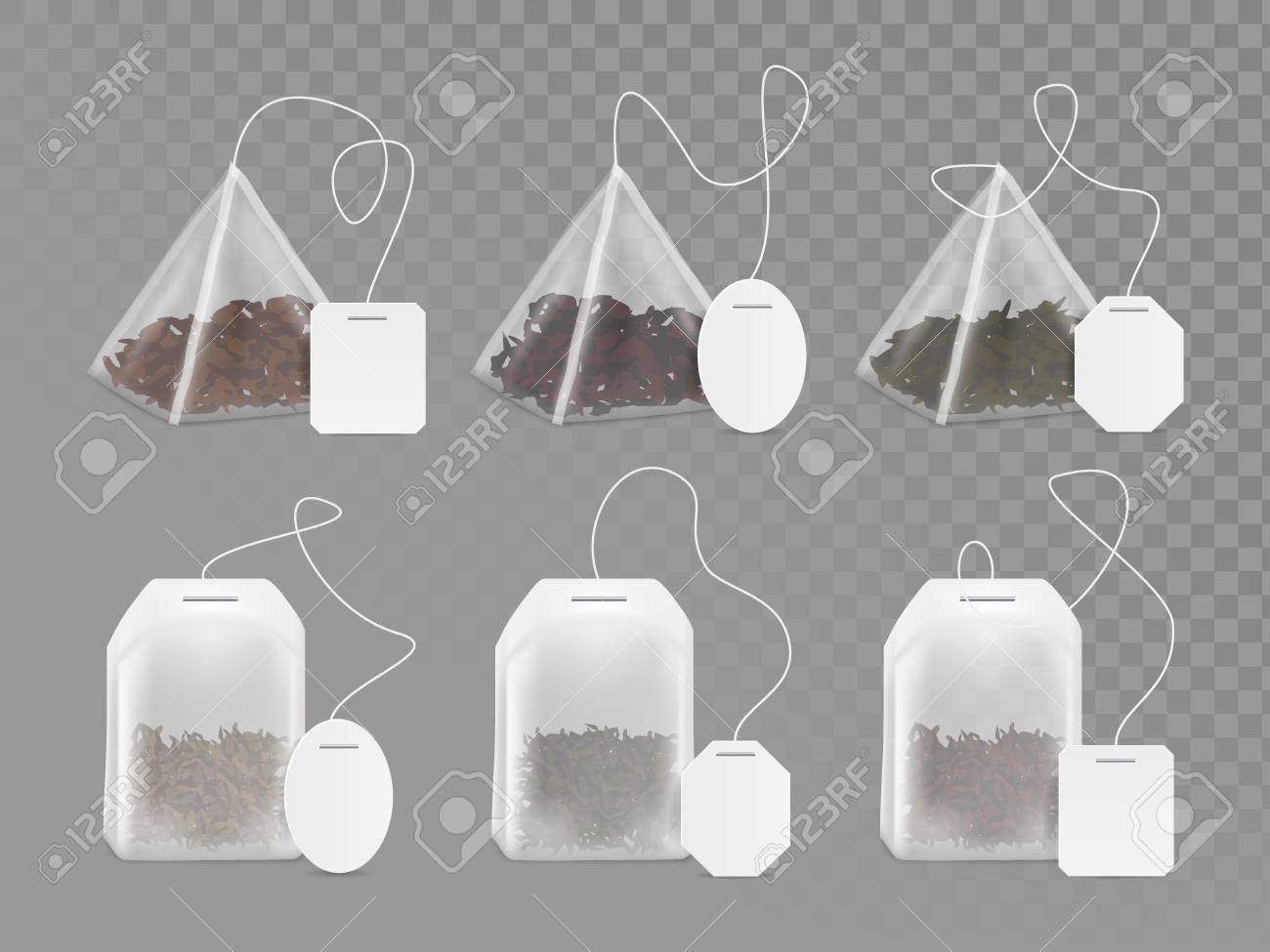 Download Pyramid And Rectangle Shaped Tea Bag Mock Up Set Vector Realistic Royalty Free Cliparts Vectors And Stock Illustration Image 98081942