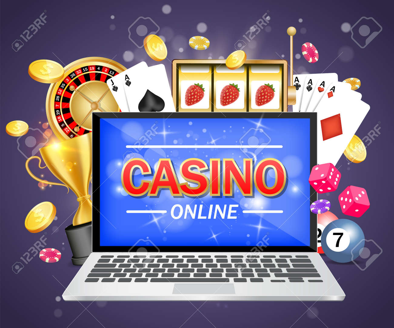 Online slot games machine banner Royalty Free Vector Image