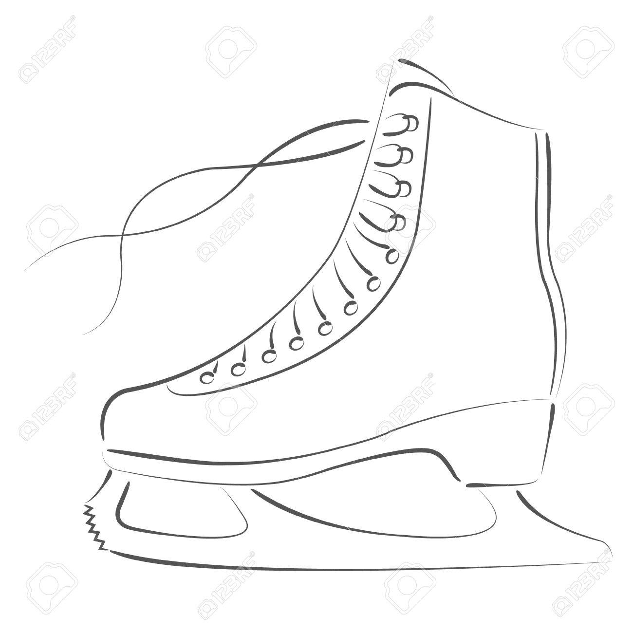 elegant sketched ice skates design template for label banner