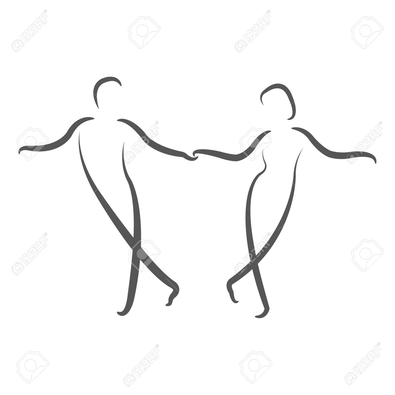 dancing couple logo swing dance design template for label banner or postcard
