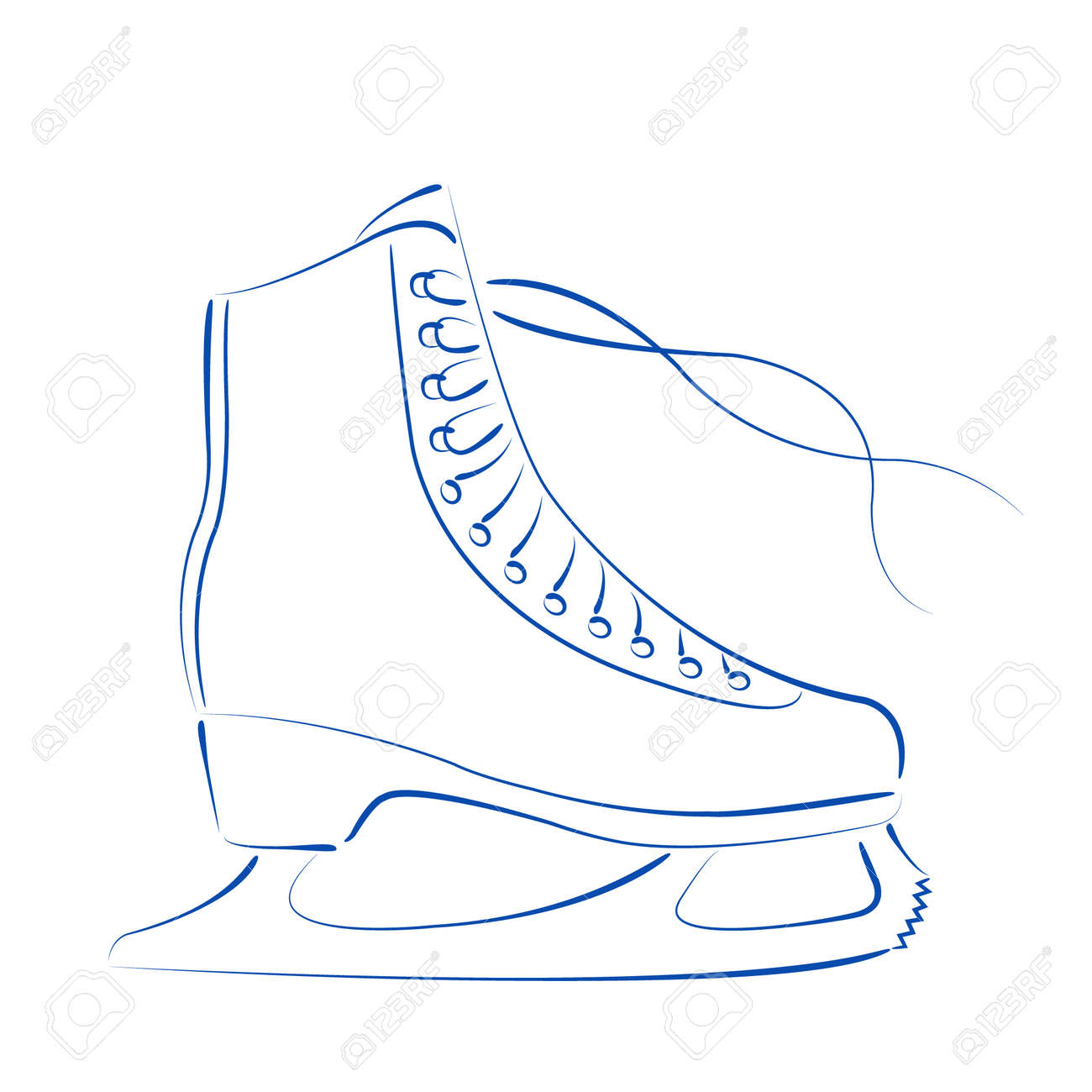 elegant sketched ice skates isolated on white background design