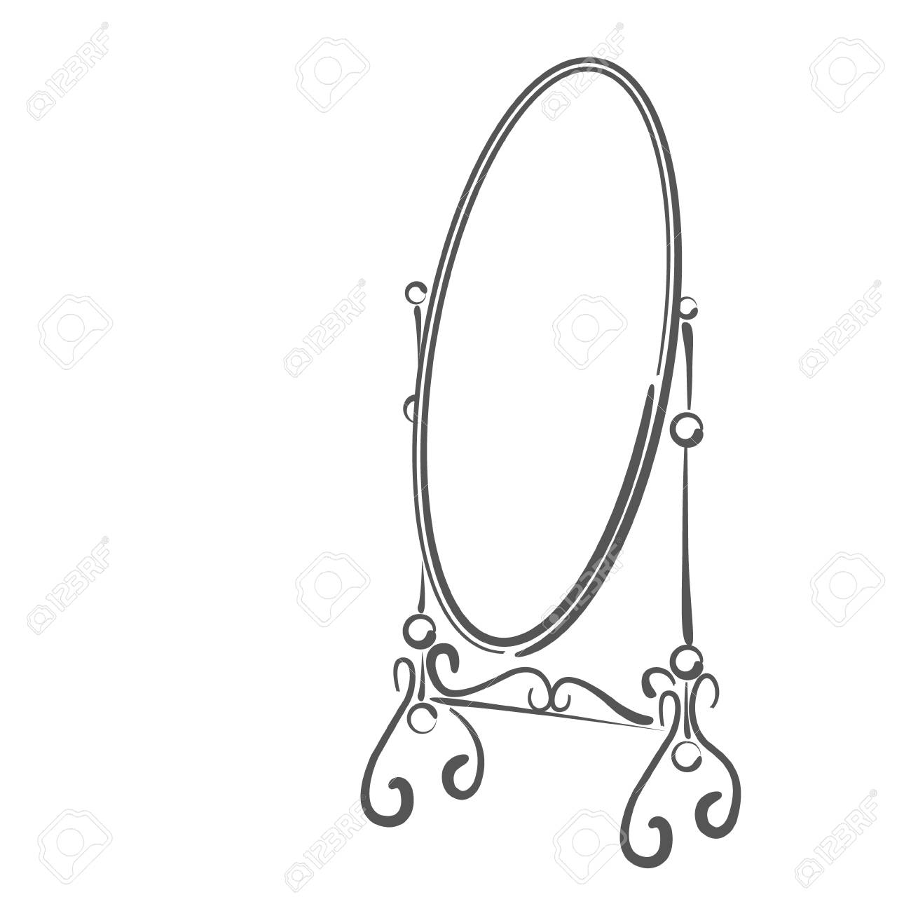 Big Standing Mirror. Vintage Interior. Sketch Illustration Isolated.. Stock  Photo, Picture And Royalty Free Image. Image 49870114.