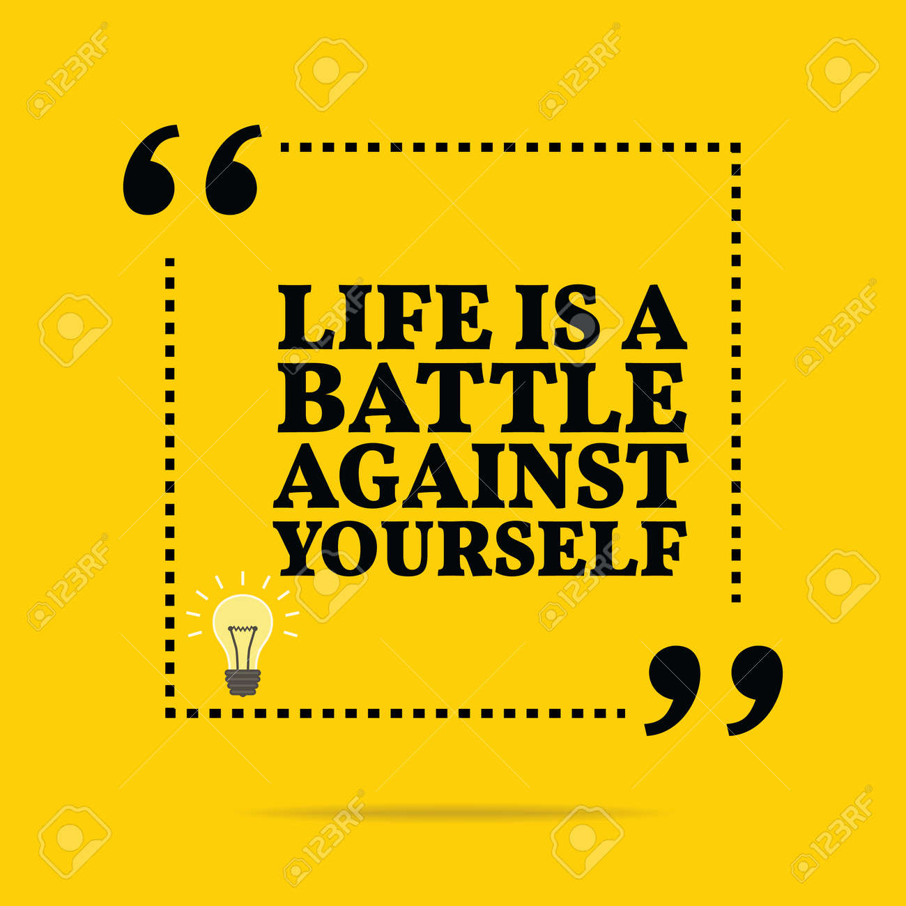 Citation De Motivation Inspiree La Vie Est Un Combat Contre Soi Meme Conception A La Mode Simple Clip Art Libres De Droits Vecteurs Et Illustration Image